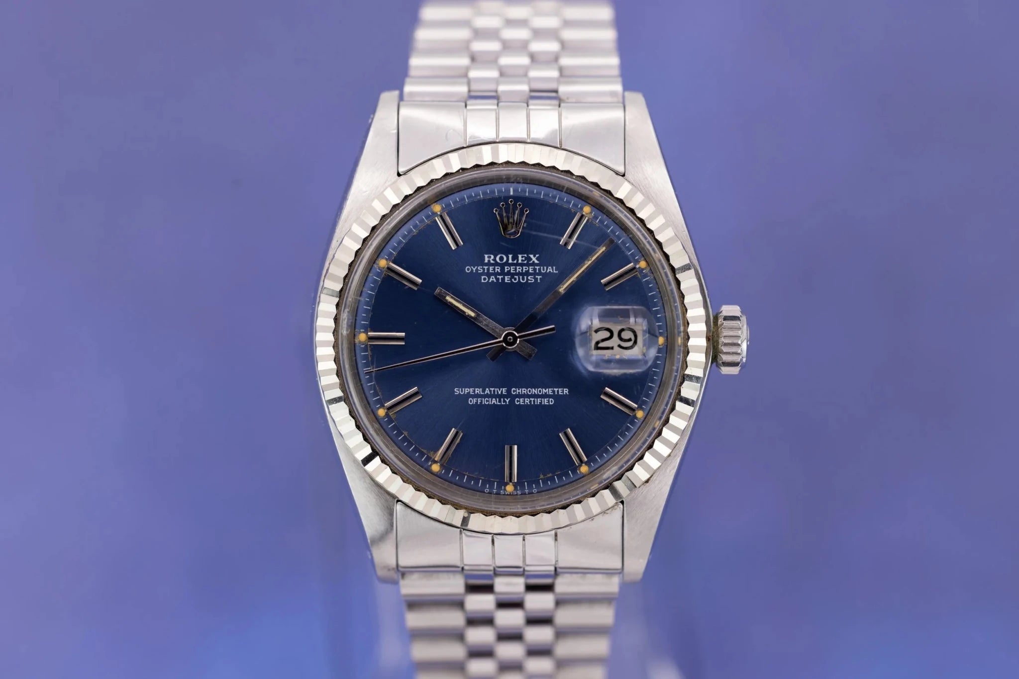 1976 Rolex Datejust Ref. 1601 | Rare Sunburst Navy Blue Dial - Sierra Time Co