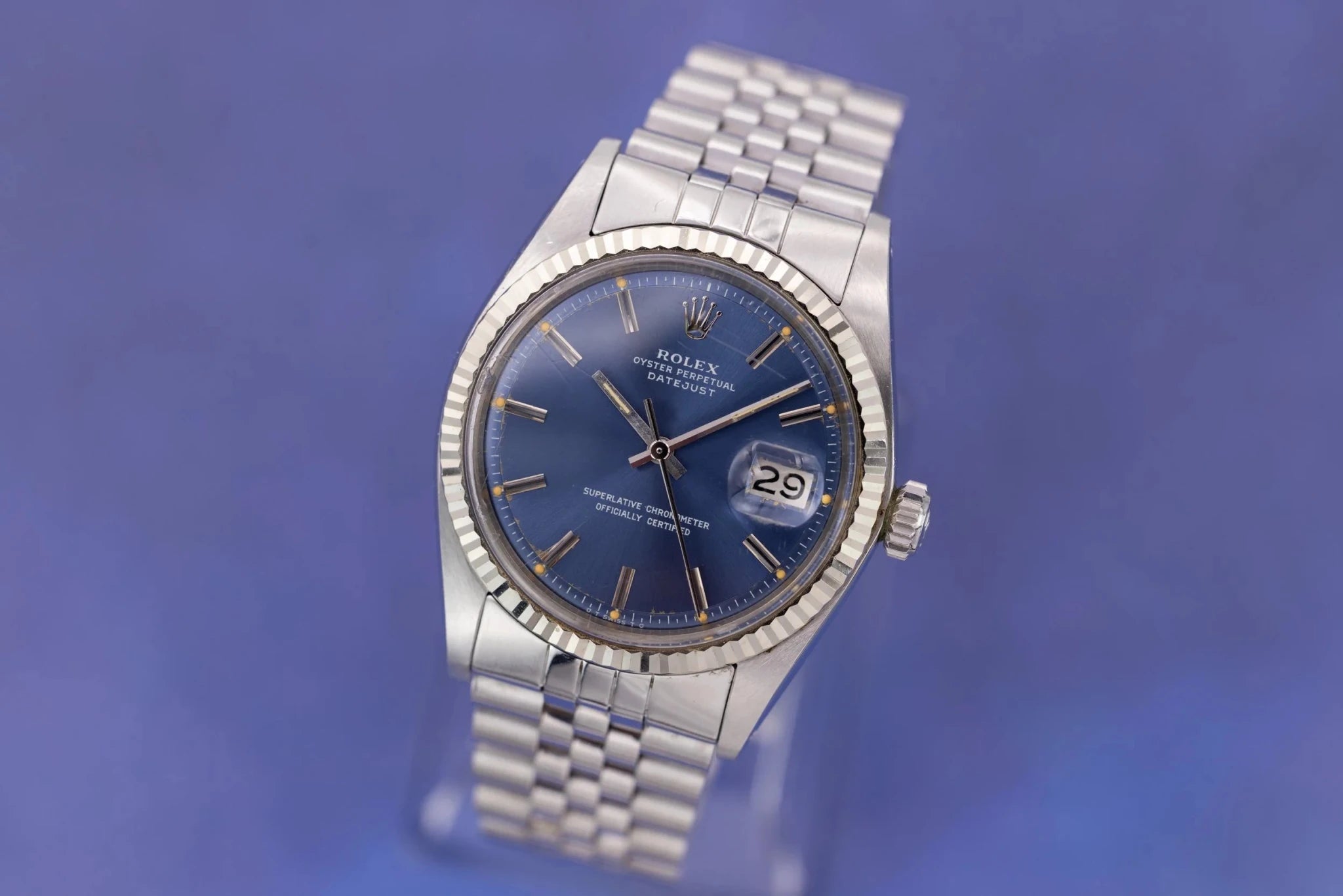 1976 Rolex Datejust Ref. 1601 | Rare Sunburst Navy Blue Dial - Sierra Time Co