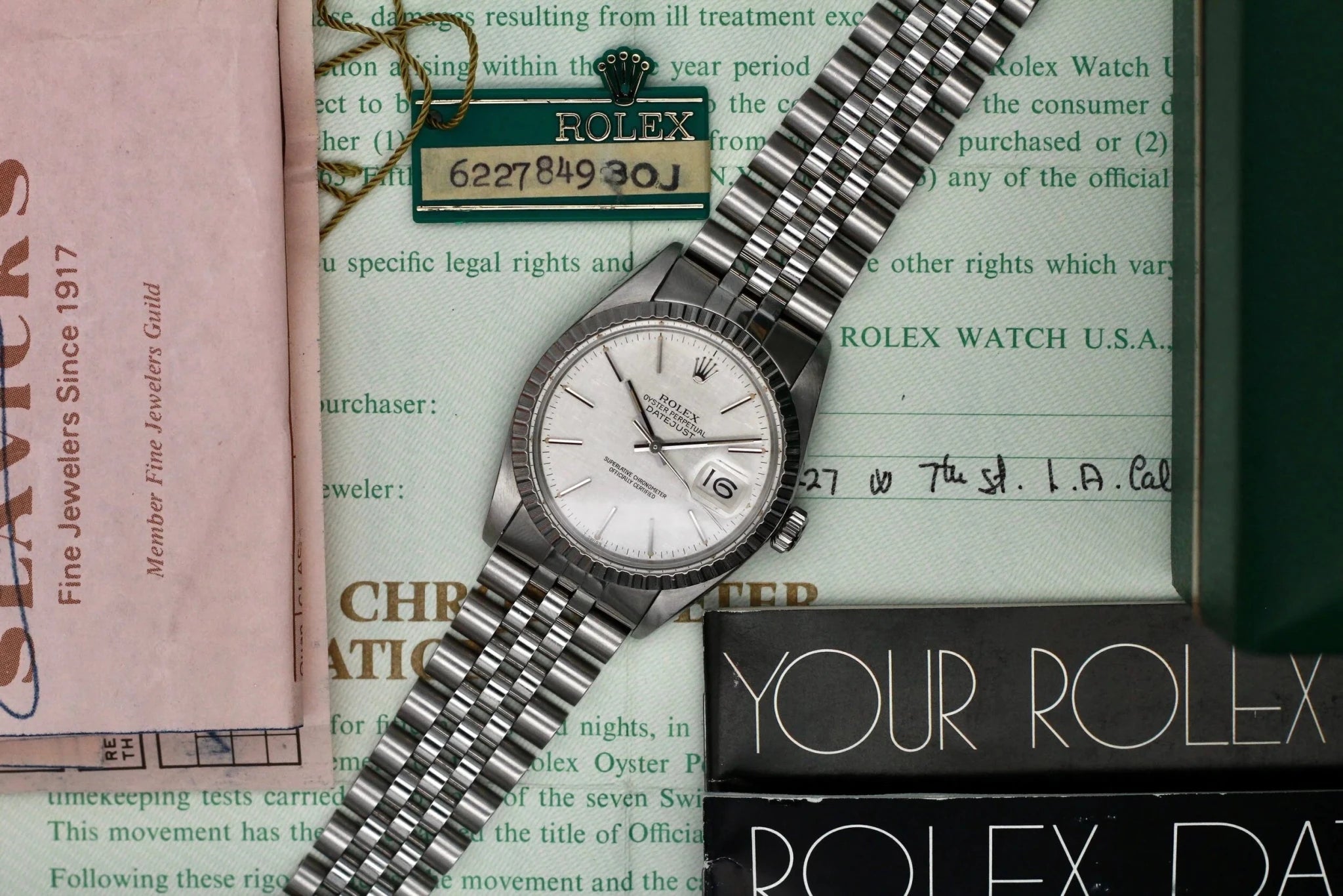 1979 Rolex Datejust Ref. 16030 Linen Dial | Box, Purchase Recepit, and Papers - Sierra Time Co