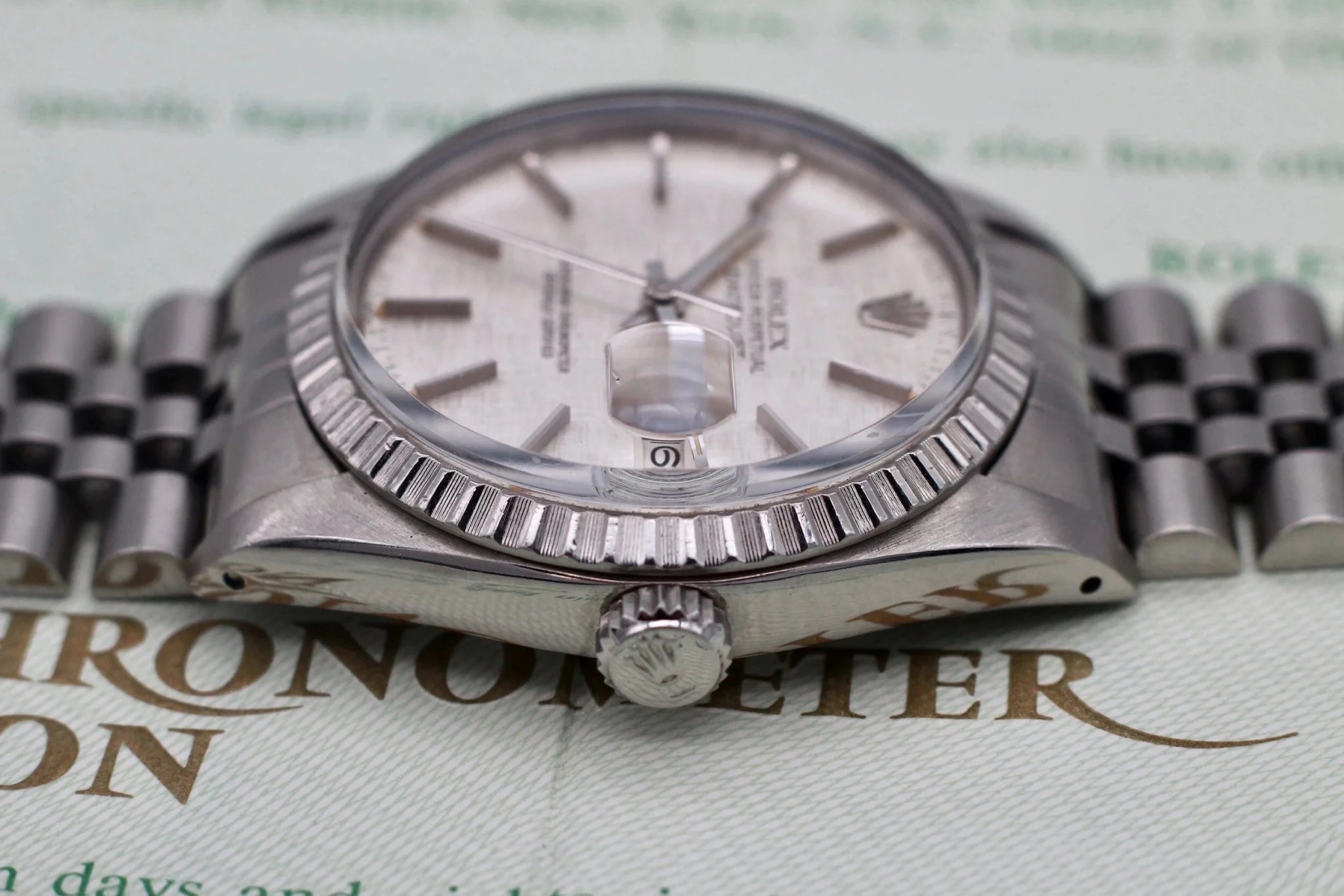 1979 Rolex Datejust Ref. 16030 Linen Dial | Box, Purchase Recepit, and Papers - Sierra Time Co