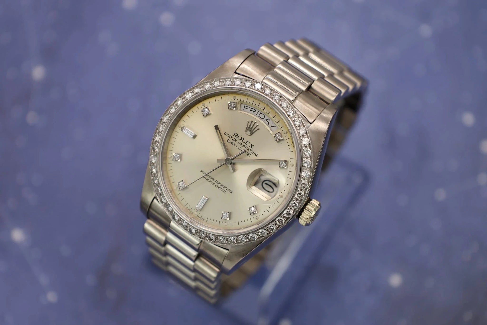 1979 Rolex Day-Date Ref. 18049 | Diamond Dial and Bezel - Sierra Time Co