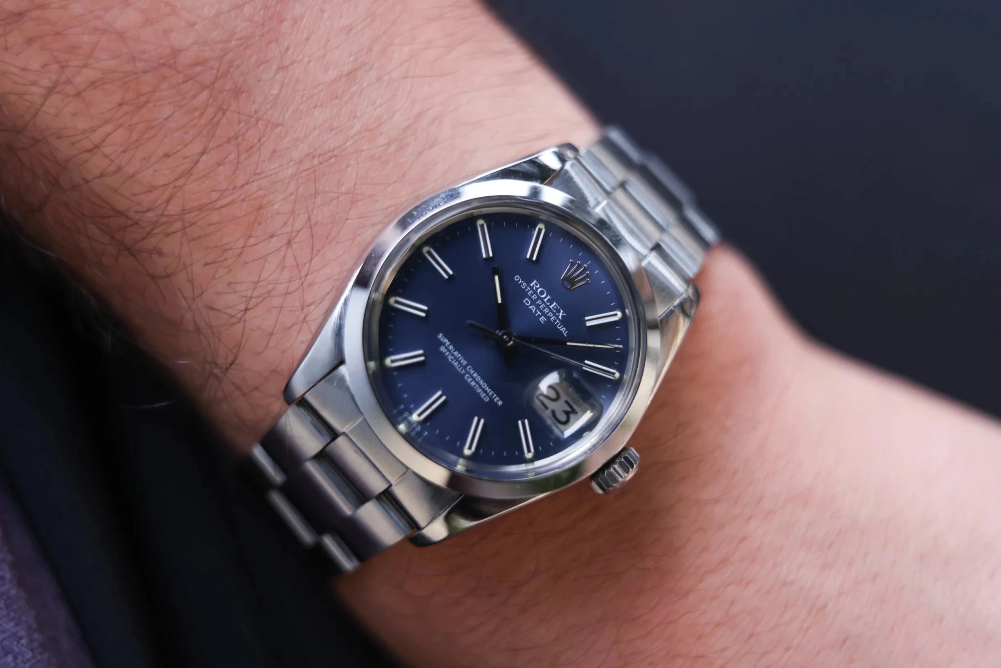 1981 Rolex Date Ref. 1500 | Navy Blue Dial - Sierra Time Co