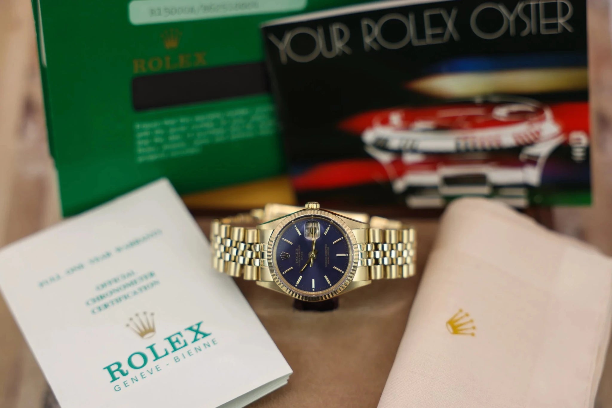 1981 Rolex Date Ref. 15037 | 14K YG | Blue Dial | Box and Papers - Sierra Time Co