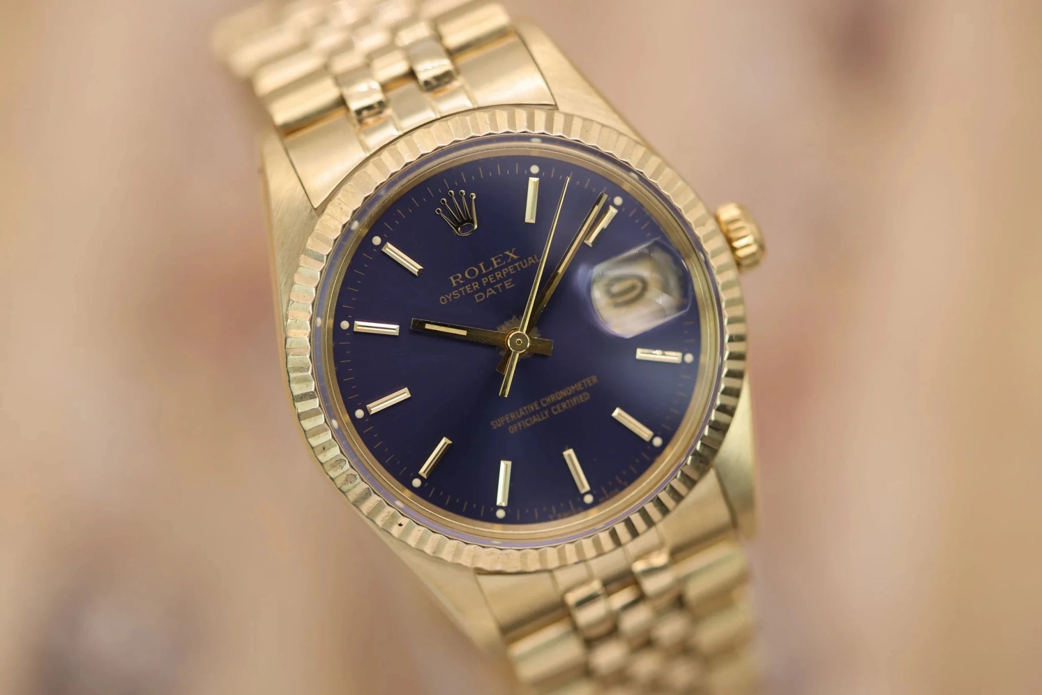 1981 Rolex Date Ref. 15037 | 14K YG | Blue Dial | Box and Papers - Sierra Time Co