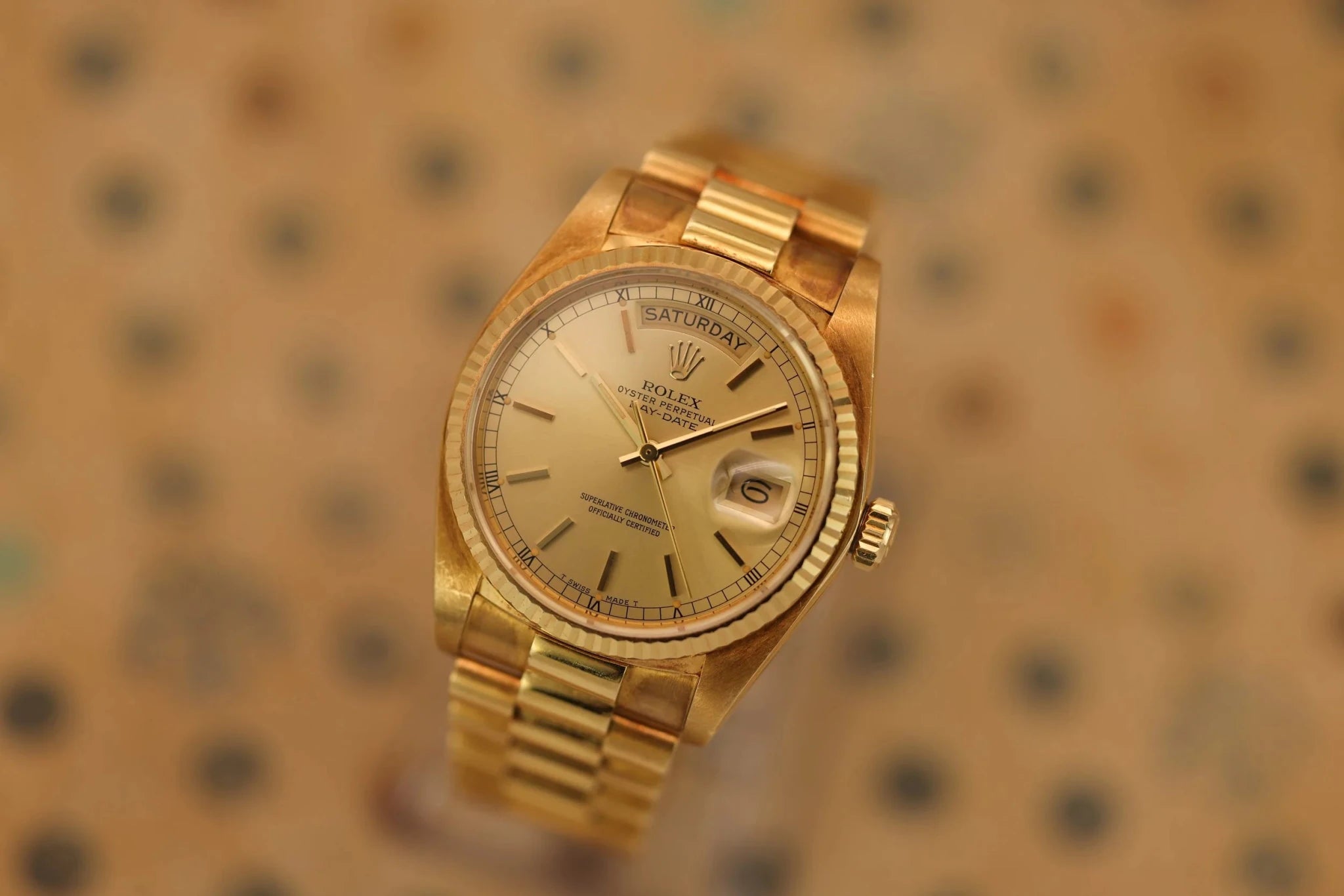 1982 Rolex Day-Date Ref. 18038 | Unpolished Fat-Case | Champagne Dial - Sierra Time Co