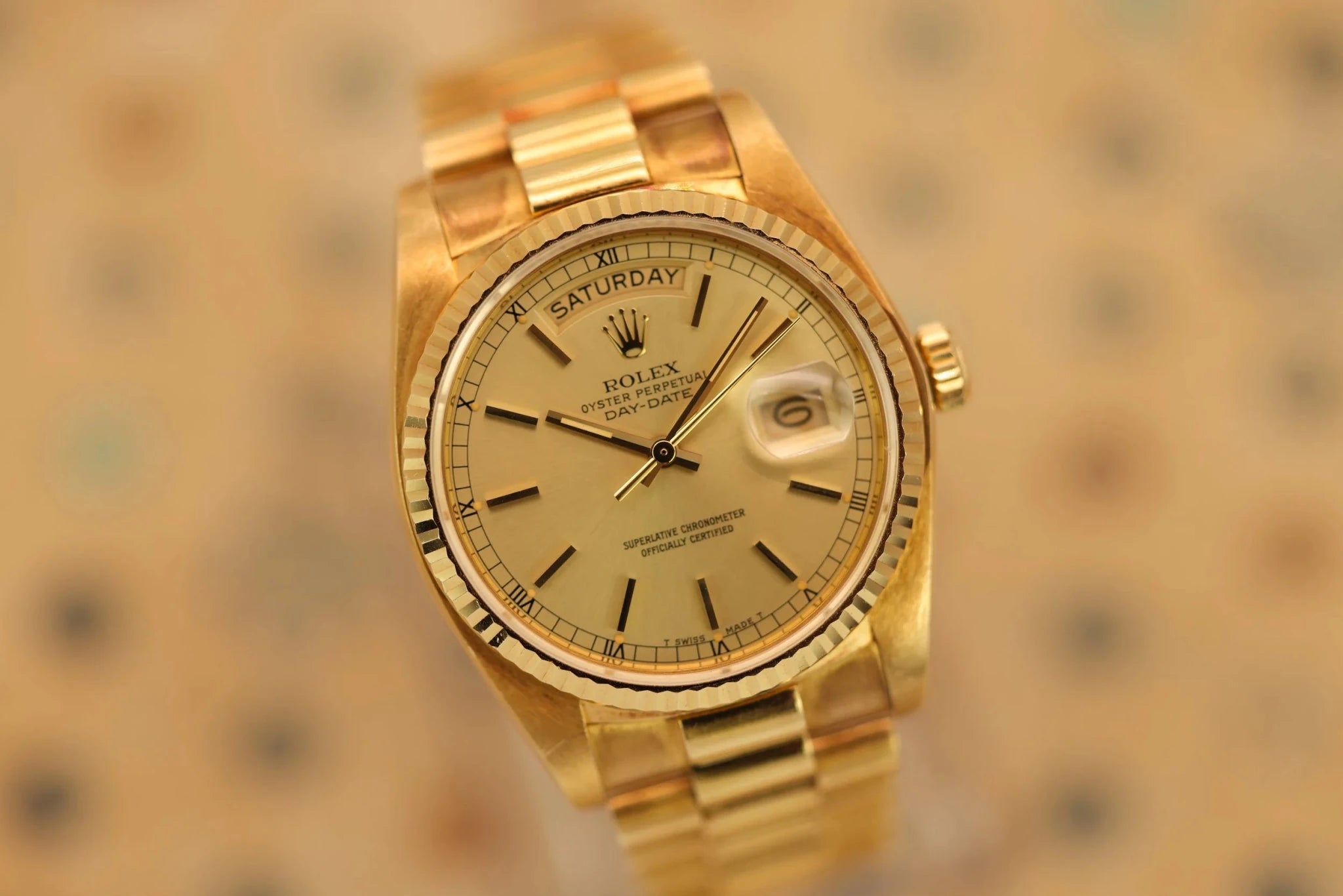 1982 Rolex Day-Date Ref. 18038 | Unpolished Fat-Case | Champagne Dial - Sierra Time Co