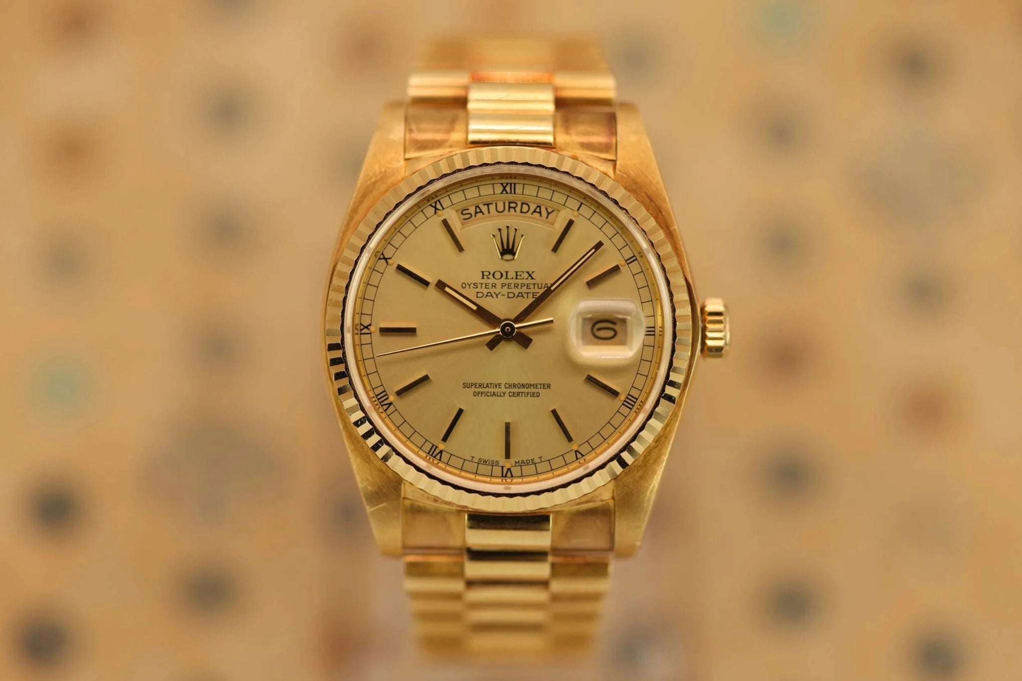 1982 Rolex Day-Date Ref. 18038 | Unpolished Fat-Case | Champagne Dial - Sierra Time Co