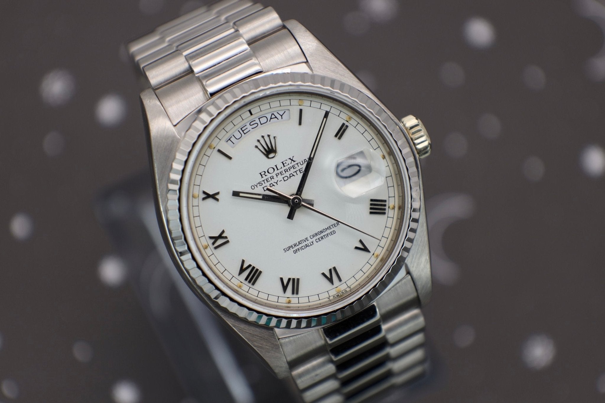 1983 Rolex Day-Date Ref. 18039 | White Roman Dial - Sierra Time Co