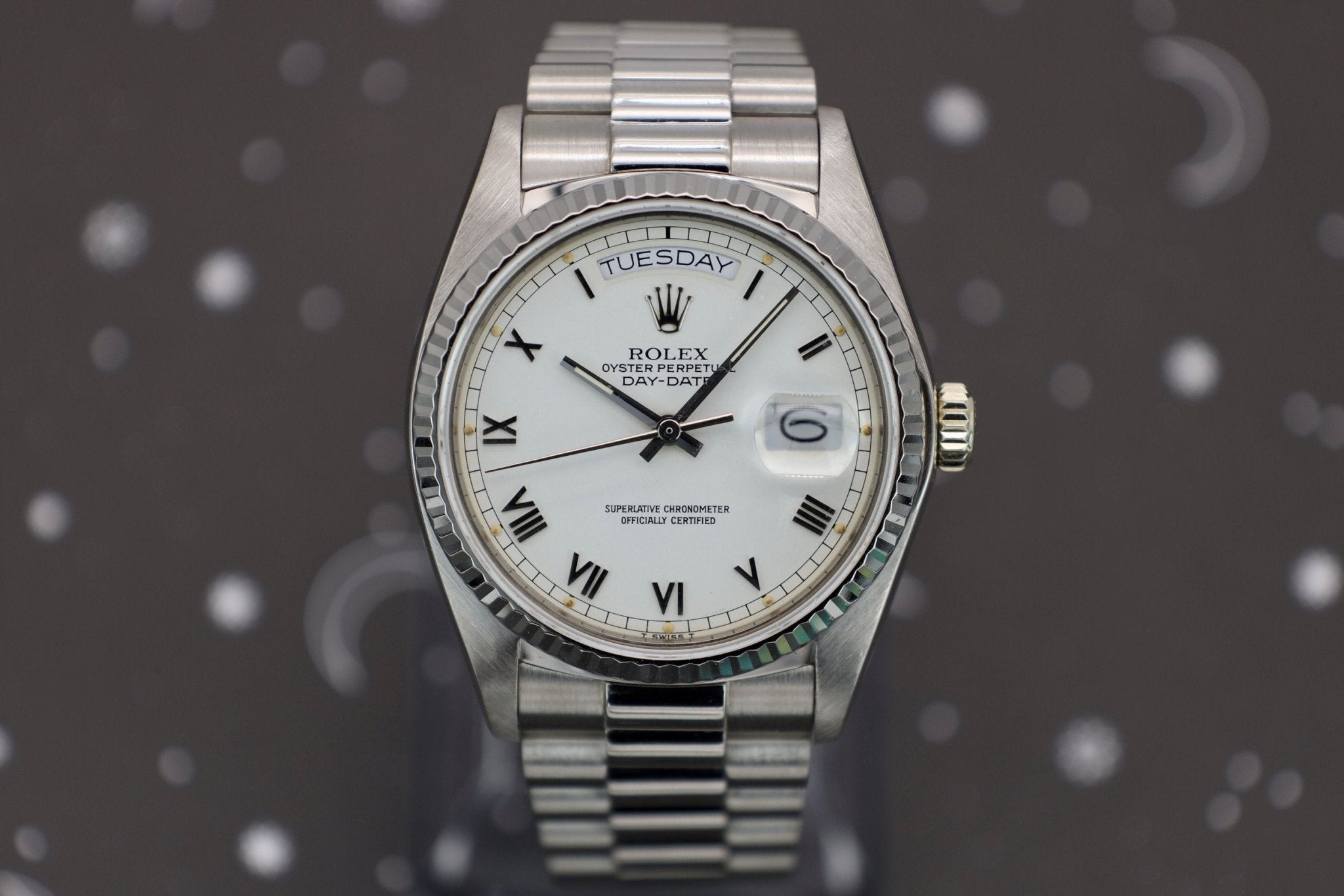 1983 Rolex Day-Date Ref. 18039 | White Roman Dial - Sierra Time Co