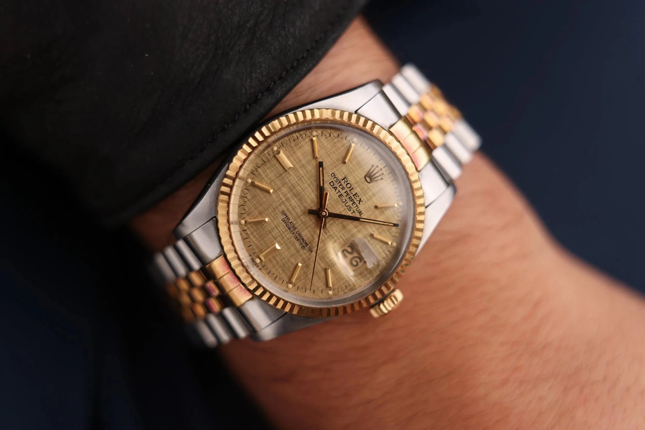 1984 Rolex Datejust Ref. 16013 | Champagne Linen Dial - Sierra Time Co