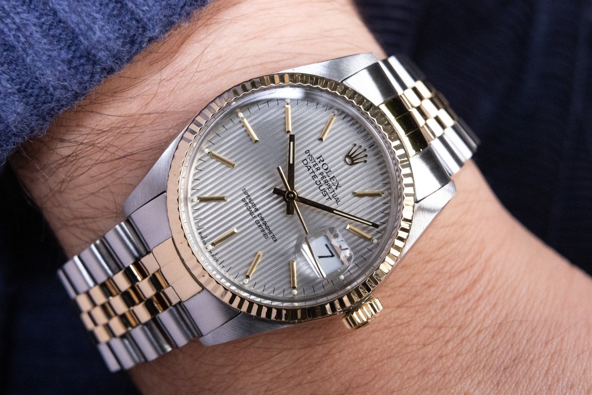 1984 Rolex Datejust Ref. 16013 | Silver Tapestry Dial - Sierra Time Co