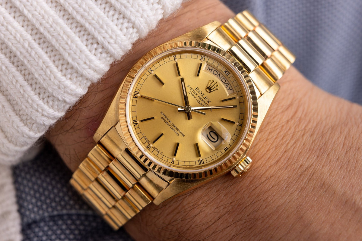 1984 Rolex Day-Date Ref. 18038 | Champagne Dial | Box and Papers - Sierra Time Co