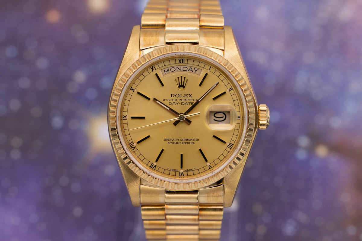 1984 Rolex Day-Date Ref. 18038 | Champagne Dial | Box and Papers - Sierra Time Co