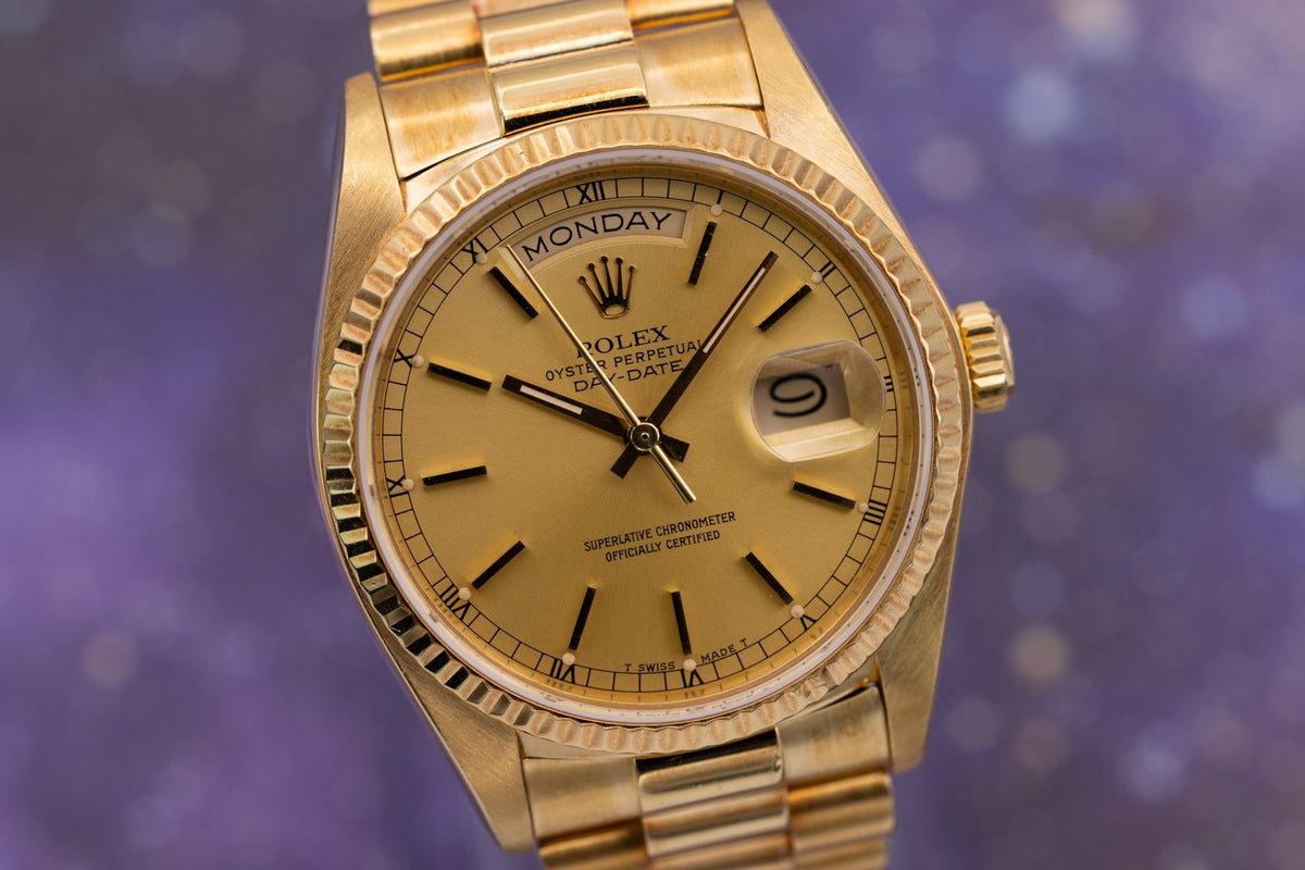 1984 Rolex Day-Date Ref. 18038 | Champagne Dial | Box and Papers - Sierra Time Co