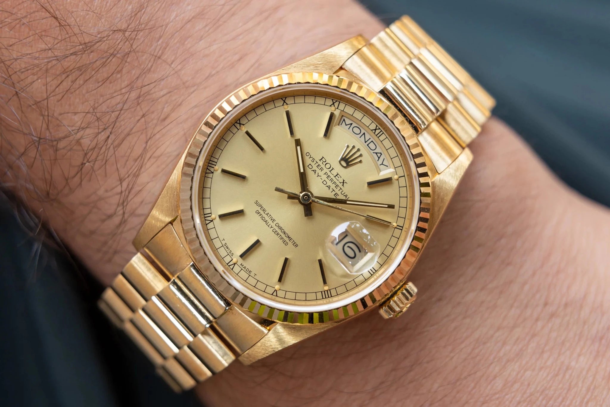 1985 Rolex Day-Date Ref. 18038 | Champagne Dial | Mint Condition - Sierra Time Co