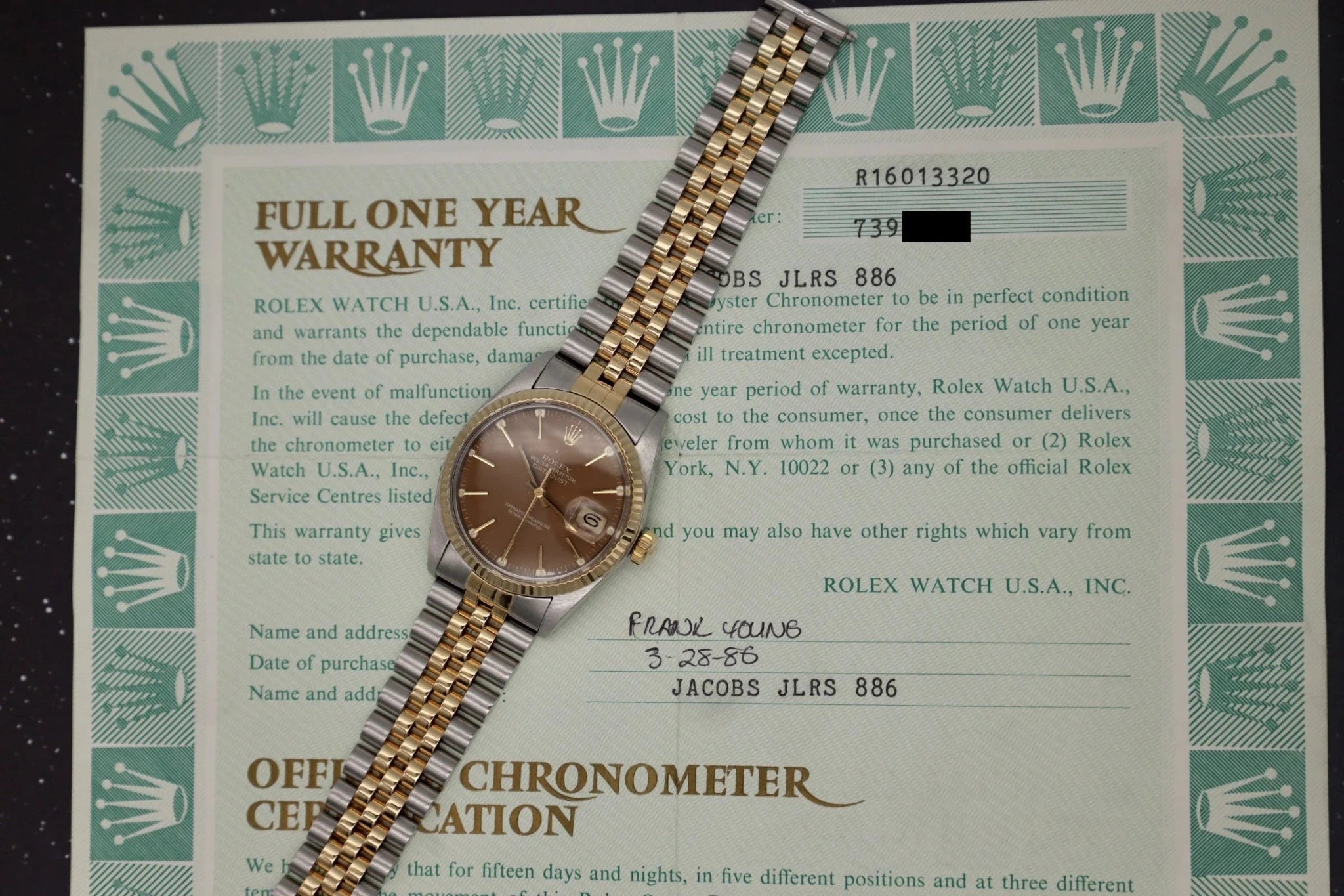 1986 Rolex Datejust Ref. 16013 | Tropical Rootbeer | Box and Papers - Sierra Time Co