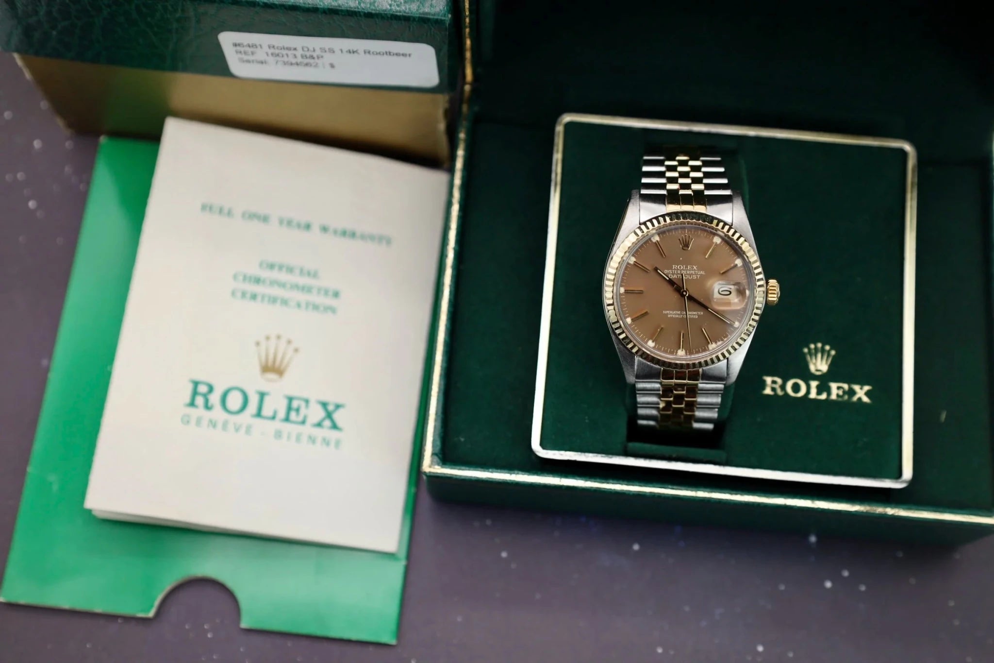 1986 Rolex Datejust Ref. 16013 | Tropical Rootbeer | Box and Papers - Sierra Time Co