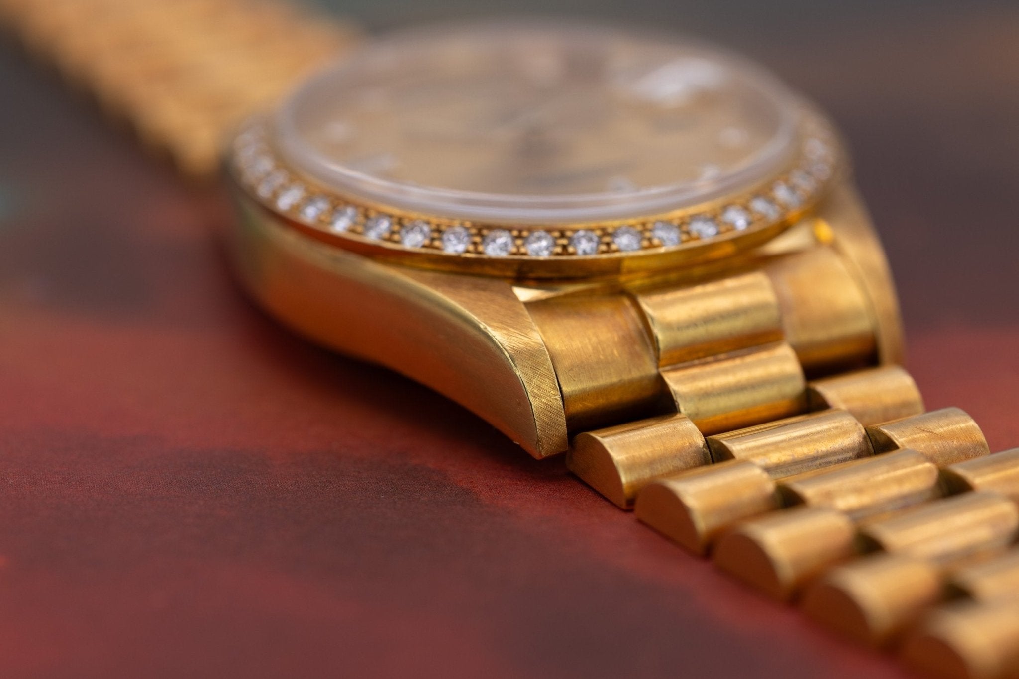 1986 Rolex Day-Date Ref. 18048A | Champagne Dial | Diamond Dial and Bezel - Sierra Time Co