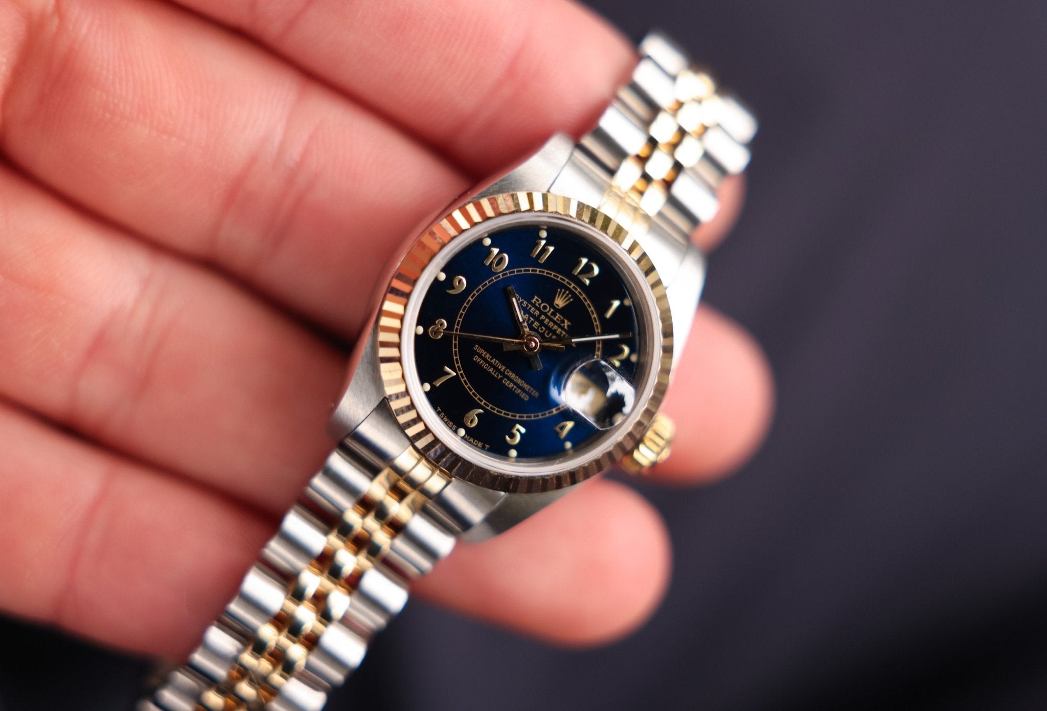 1986 Rolex Ladies Datejust Ref. 69173 | Dark Blue Boiler Gauge Dial - Sierra Time Co