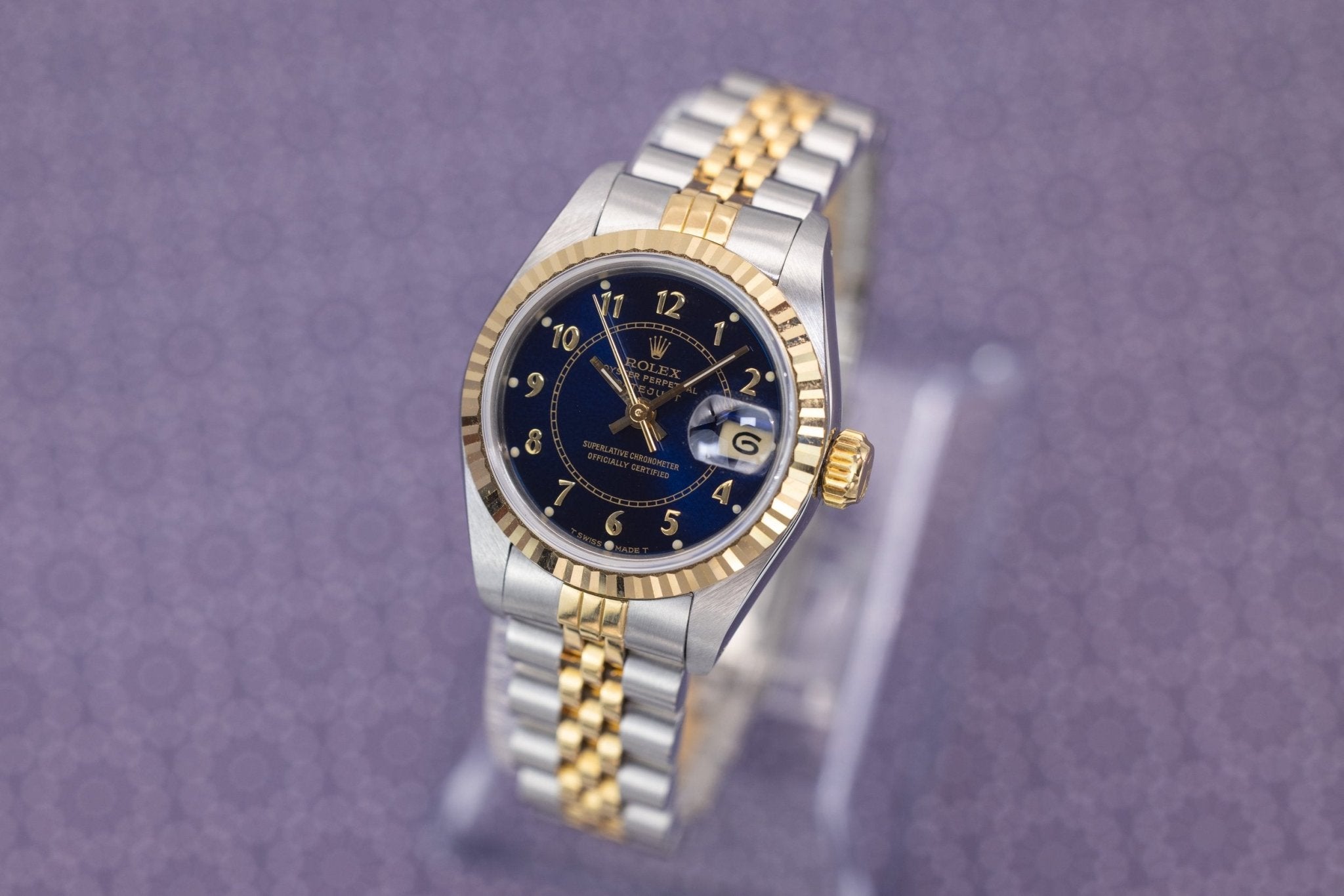 1986 Rolex Ladies Datejust Ref. 69173 | Rare Blue Boiler Gauge Dial - Sierra Time Co