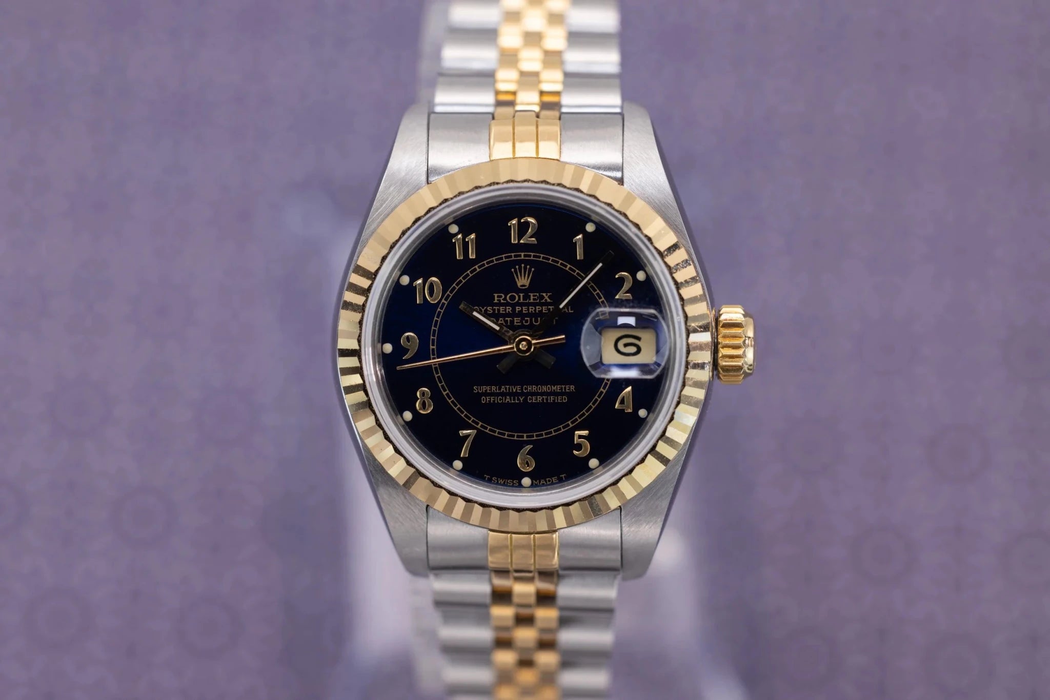 1986 Rolex Ladies Datejust Ref. 69173 | Rare Blue Boiler Gauge Dial - Sierra Time Co