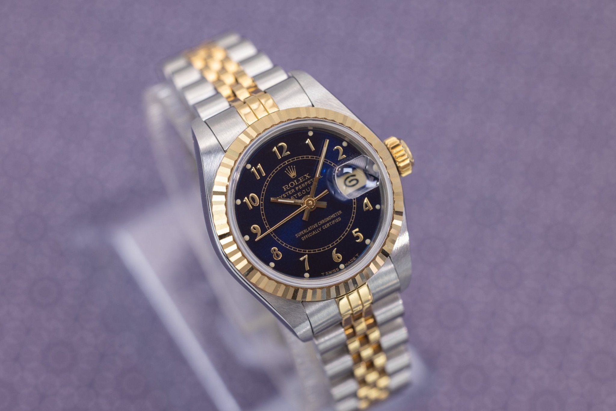 1986 Rolex Ladies Datejust Ref. 69173 | Rare Blue Boiler Gauge Dial - Sierra Time Co