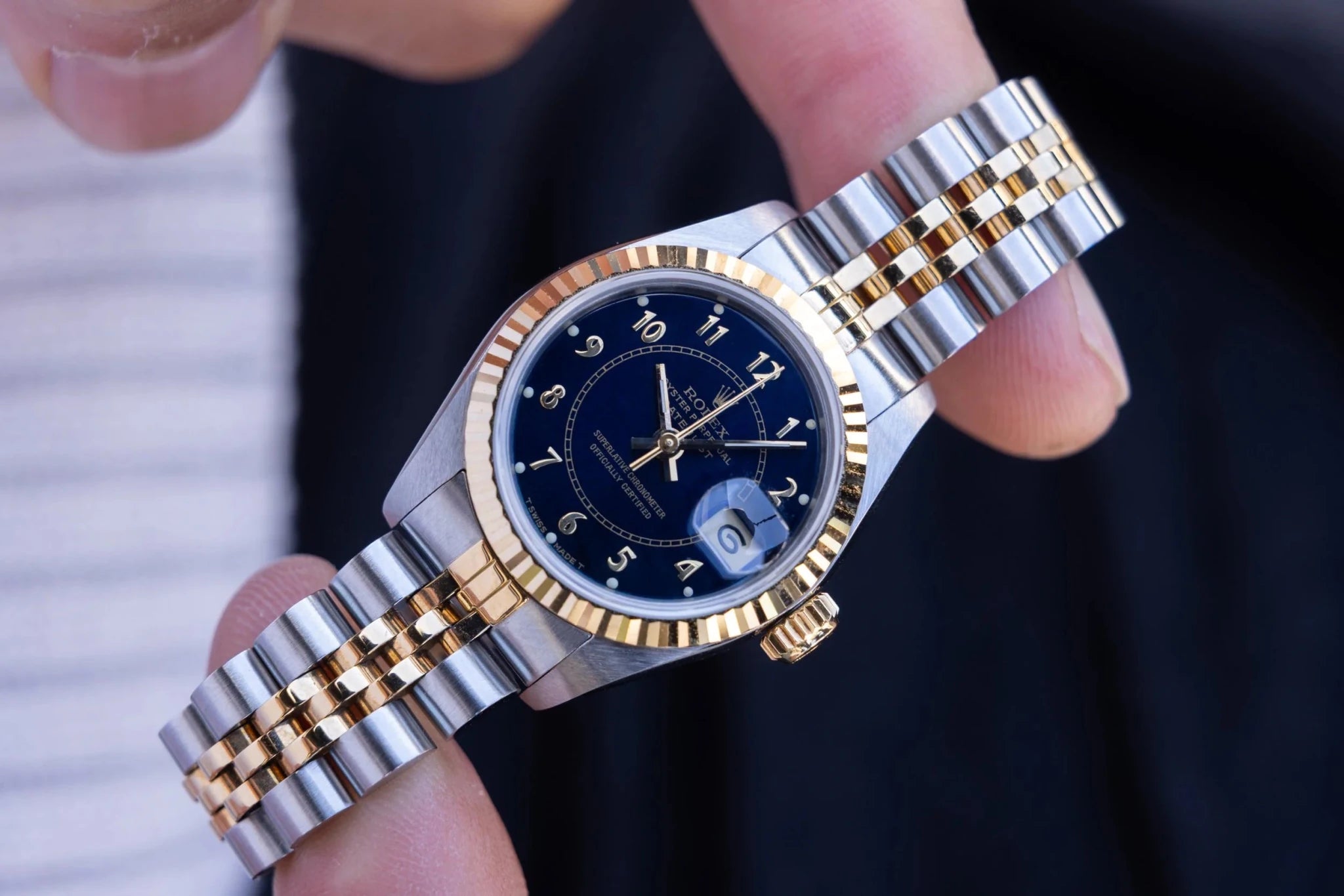 1986 Rolex Ladies Datejust Ref. 69173 | Rare Blue Boiler Gauge Dial - Sierra Time Co