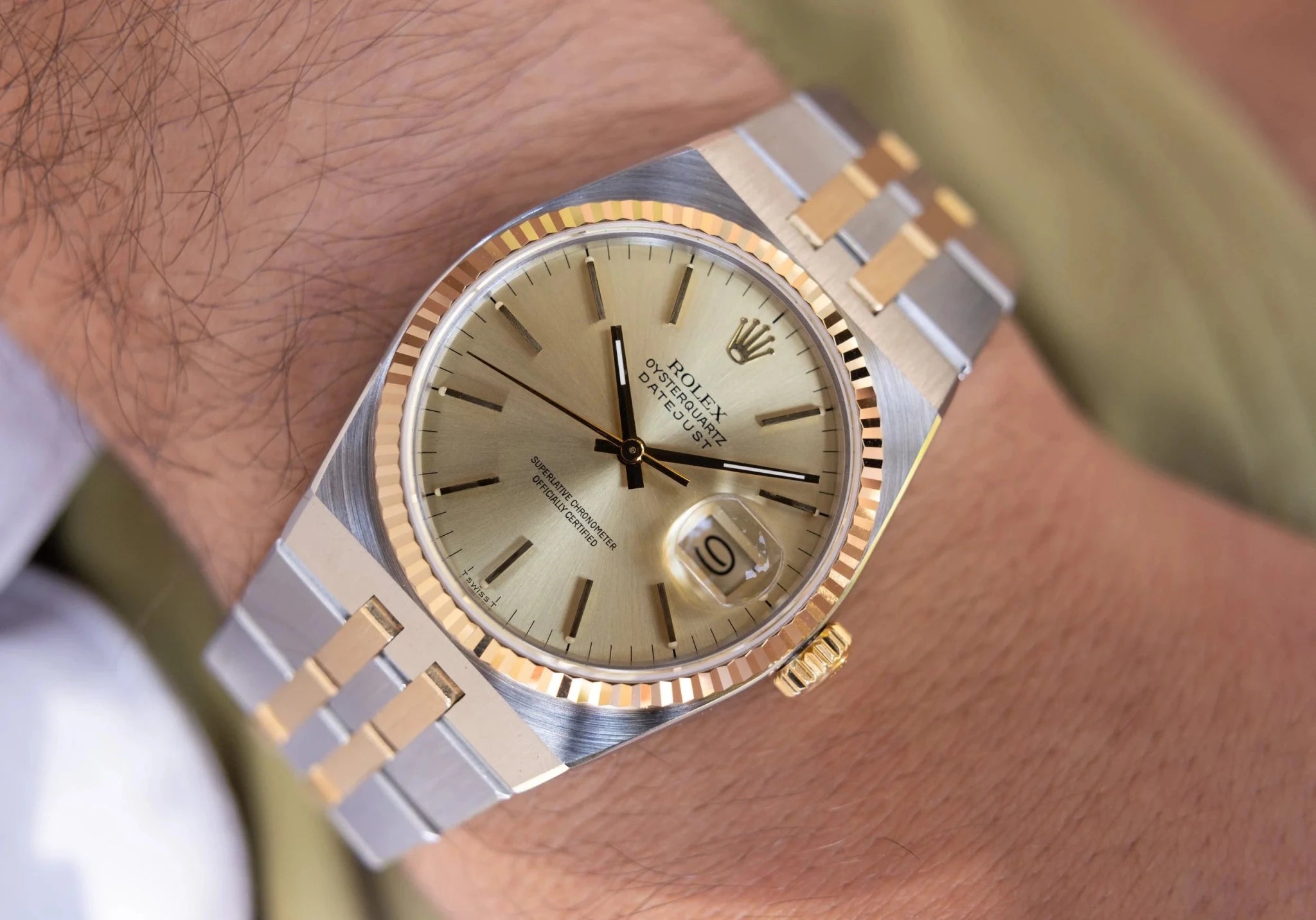 1986 Rolex Oysterquartz Ref. 17013 | Champagne Dial | Excellent Condition | Box and Papers - Sierra Time Co