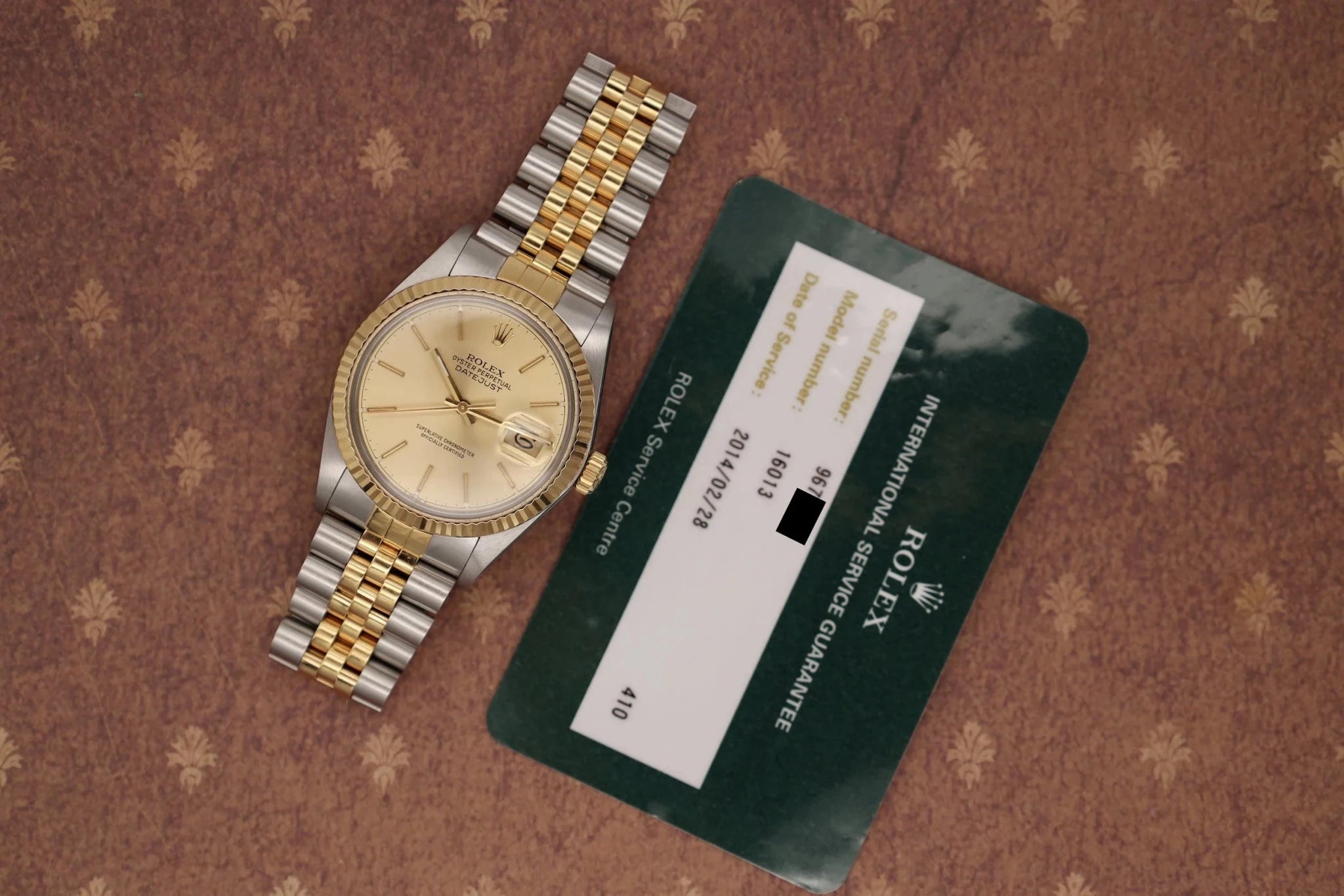 1987 Rolex Datejust Ref. 16013 | Champagne Dial | 2014 RSC Card - Sierra Time Co