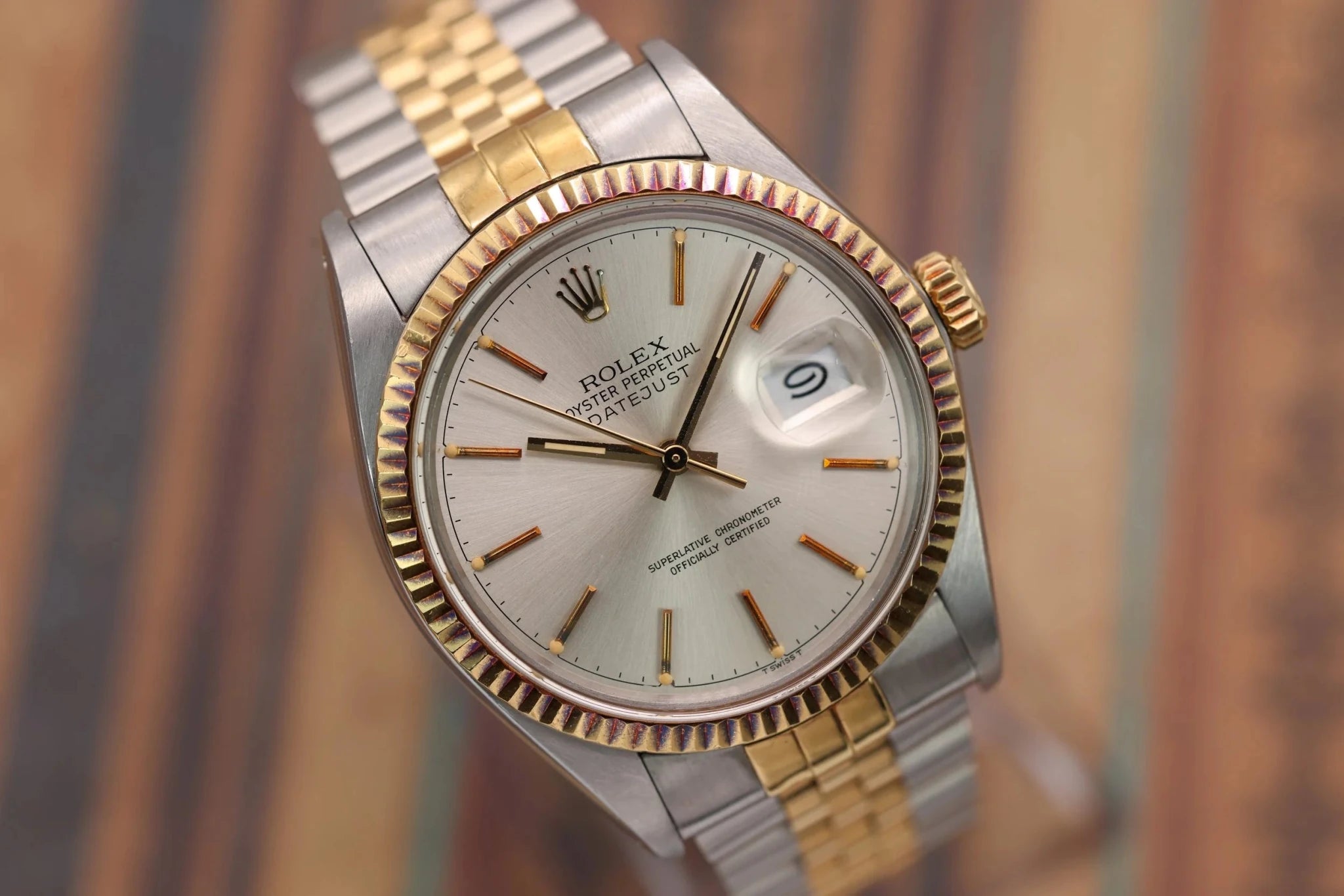 1987 Rolex Datejust Ref. 16013 | Silver Dial | Rose Gold Patina - Sierra Time Co