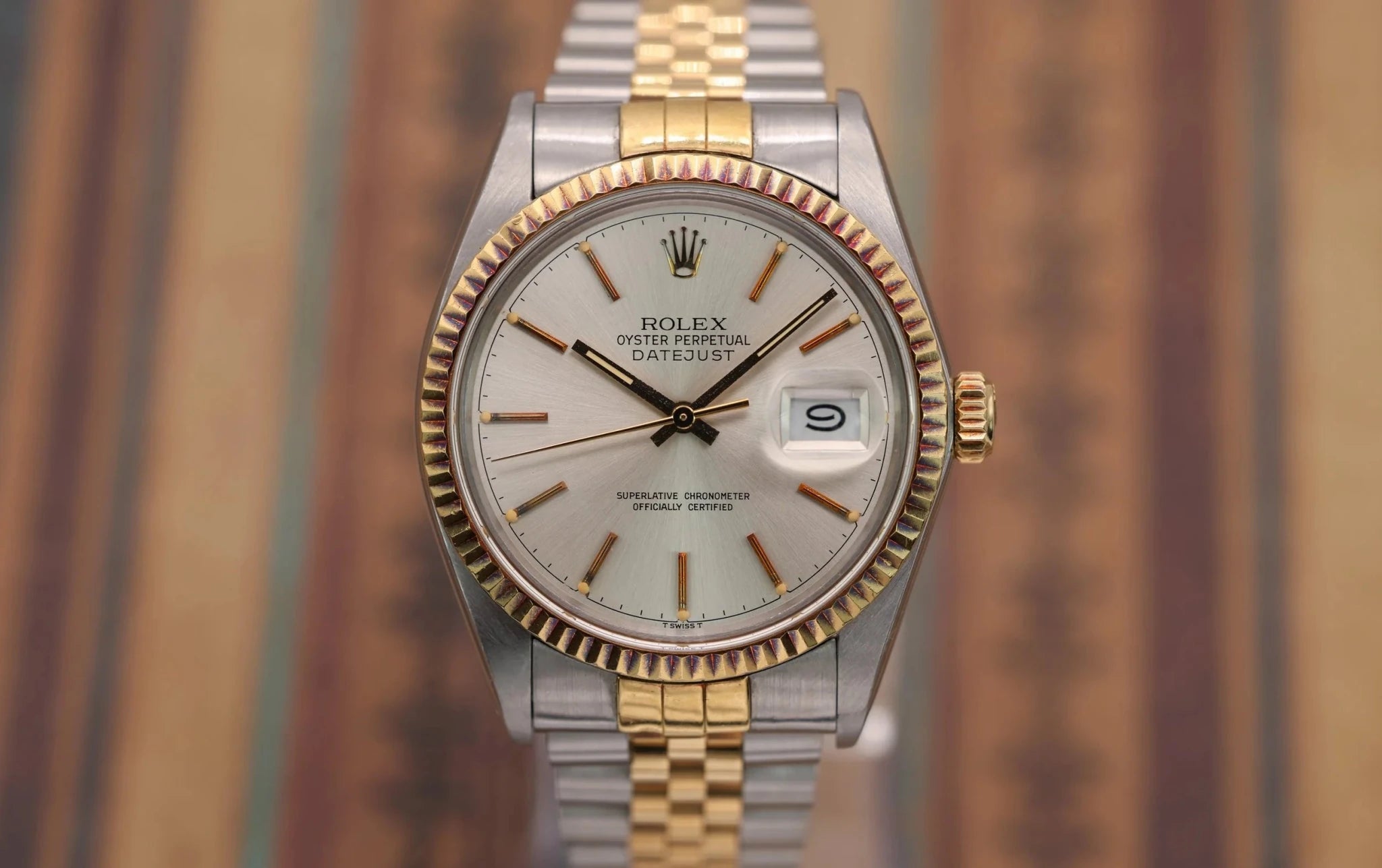 1987 Rolex Datejust Ref. 16013 | Silver Dial | Rose Gold Patina - Sierra Time Co