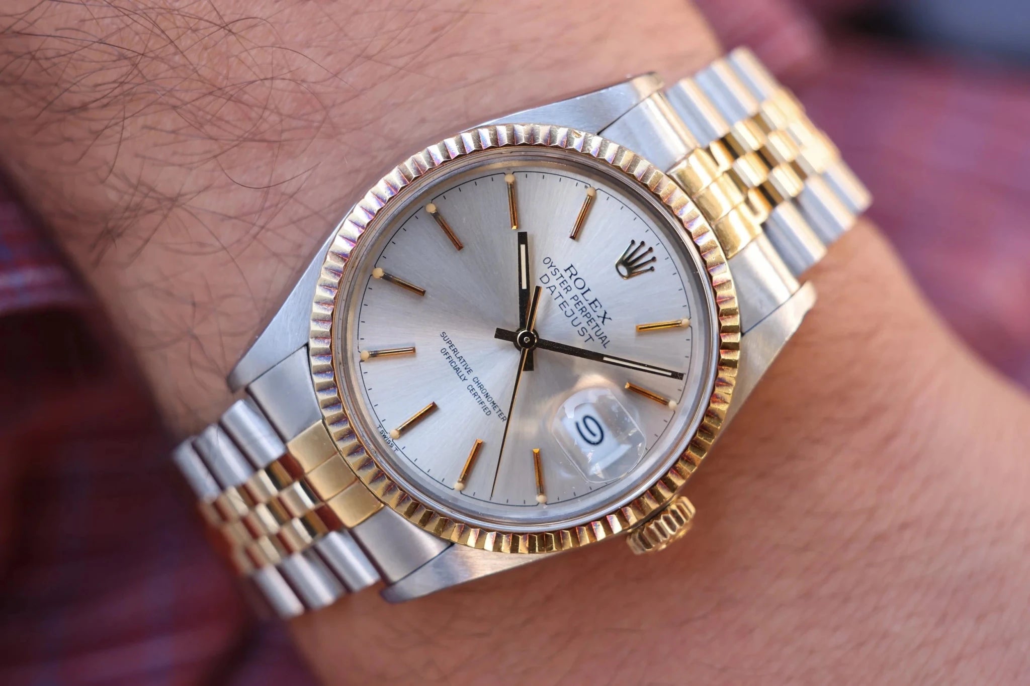 1987 Rolex Datejust Ref. 16013 | Silver Dial | Rose Gold Patina - Sierra Time Co