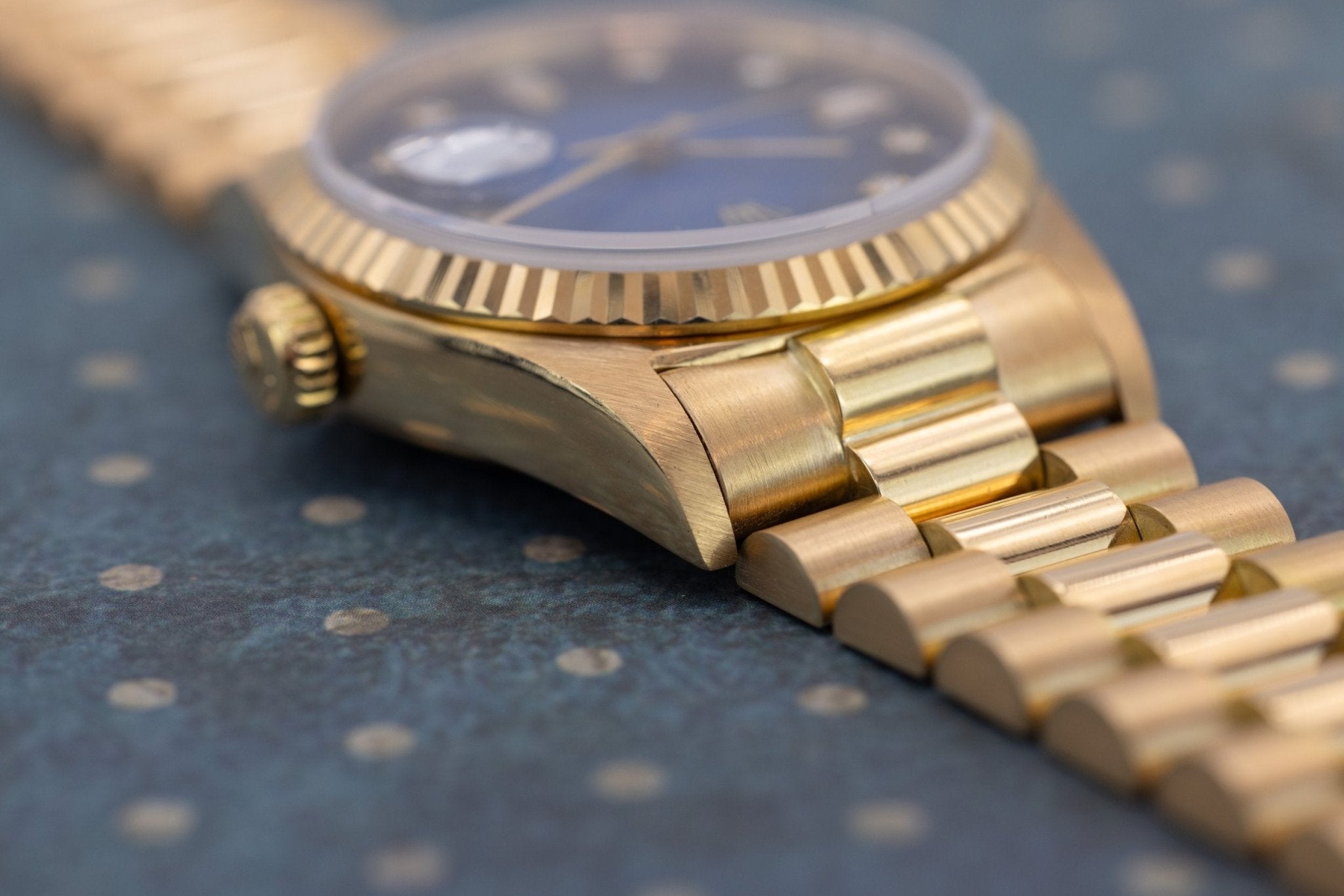 1987 Rolex Day-Date Ref. 18038 | Blue Vignette Dial | Box and Papers - Sierra Time Co