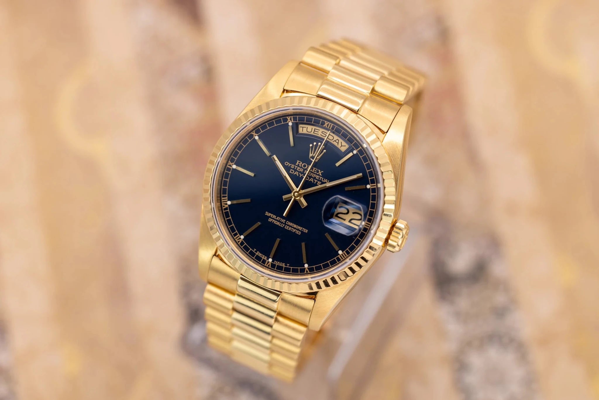 1987 Rolex Day-Date Ref. 18238 | Dark Blue Dial | RSC Card - Sierra Time Co