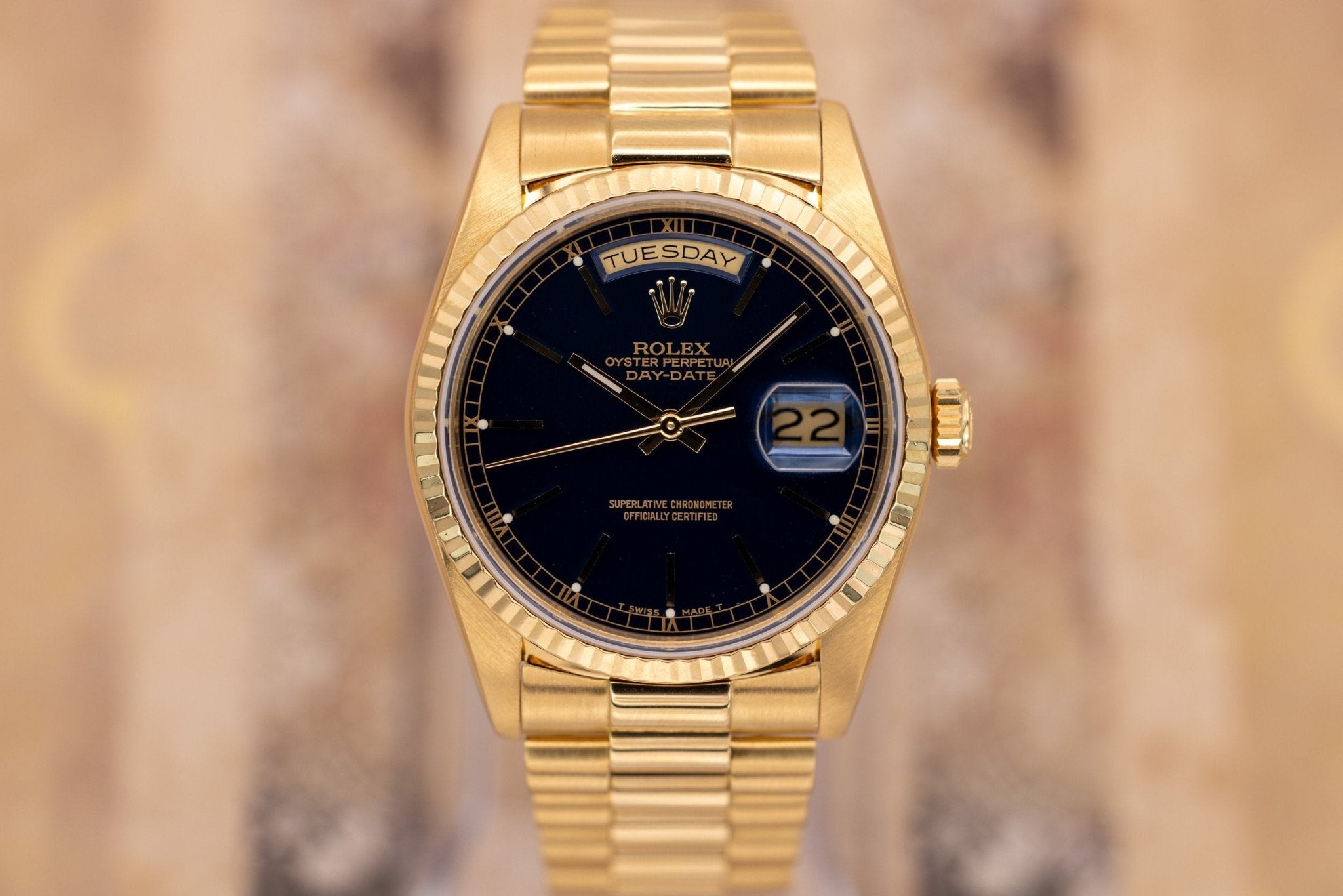 1987 Rolex Day-Date Ref. 18238 | Dark Blue Dial | RSC Card - Sierra Time Co