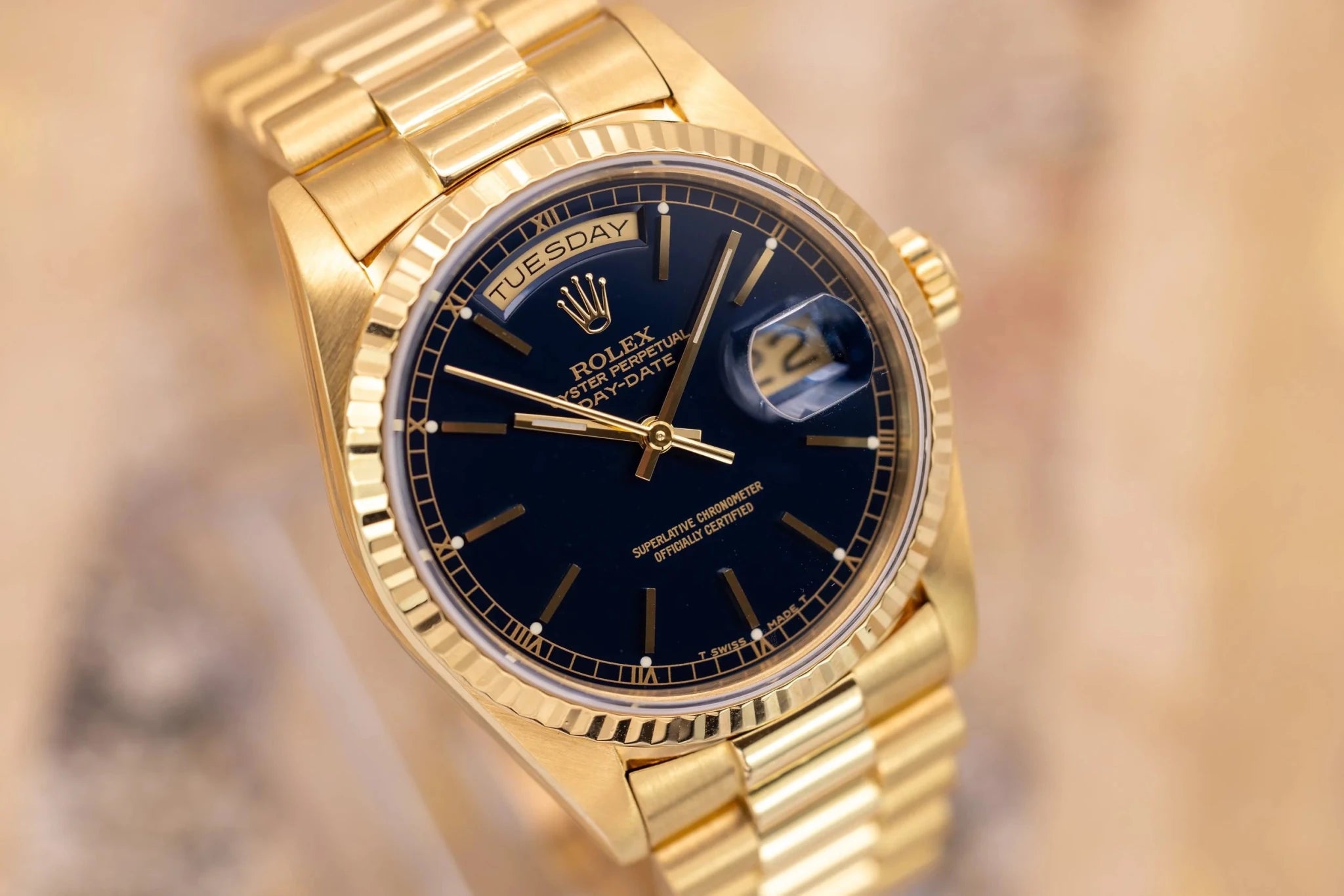 1987 Rolex Day-Date Ref. 18238 | Dark Blue Dial | RSC Card - Sierra Time Co