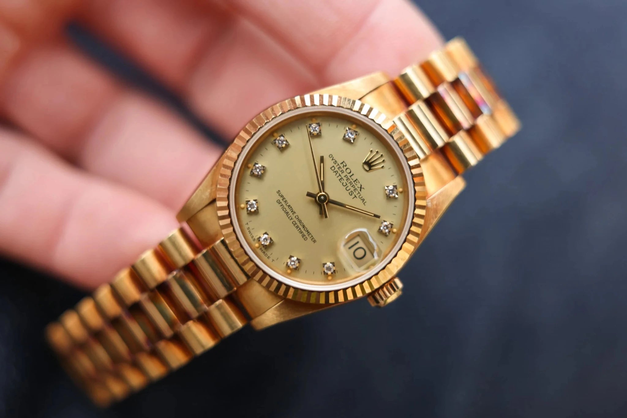 1987 Rolex Ladies Datejust Ref. 68278 | 18K Yellow Gold | Diamond Dial | Mint - Sierra Time Co