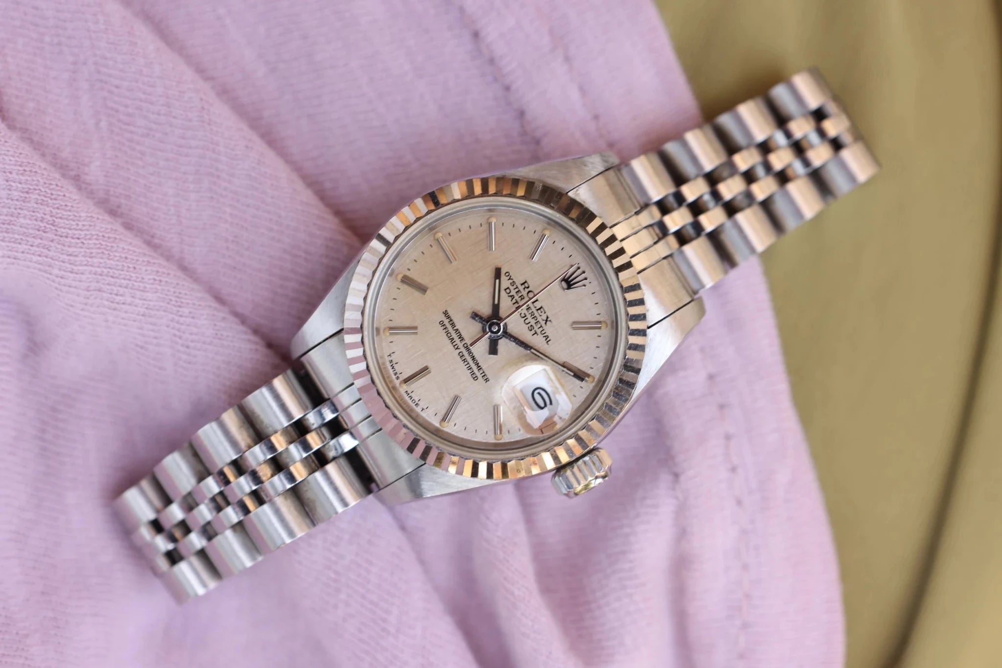 1987 Rolex Ladies Datejust Ref. 69174 | Linen Dial | Box and Papers - Sierra Time Co