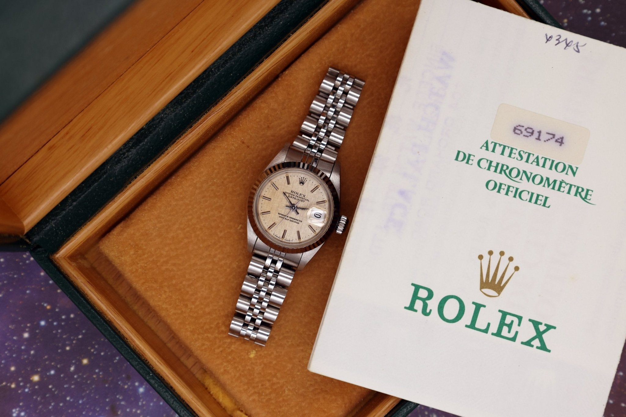 1987 Rolex Ladies Datejust Ref. 69174 | Linen Dial | Box and Papers - Sierra Time Co