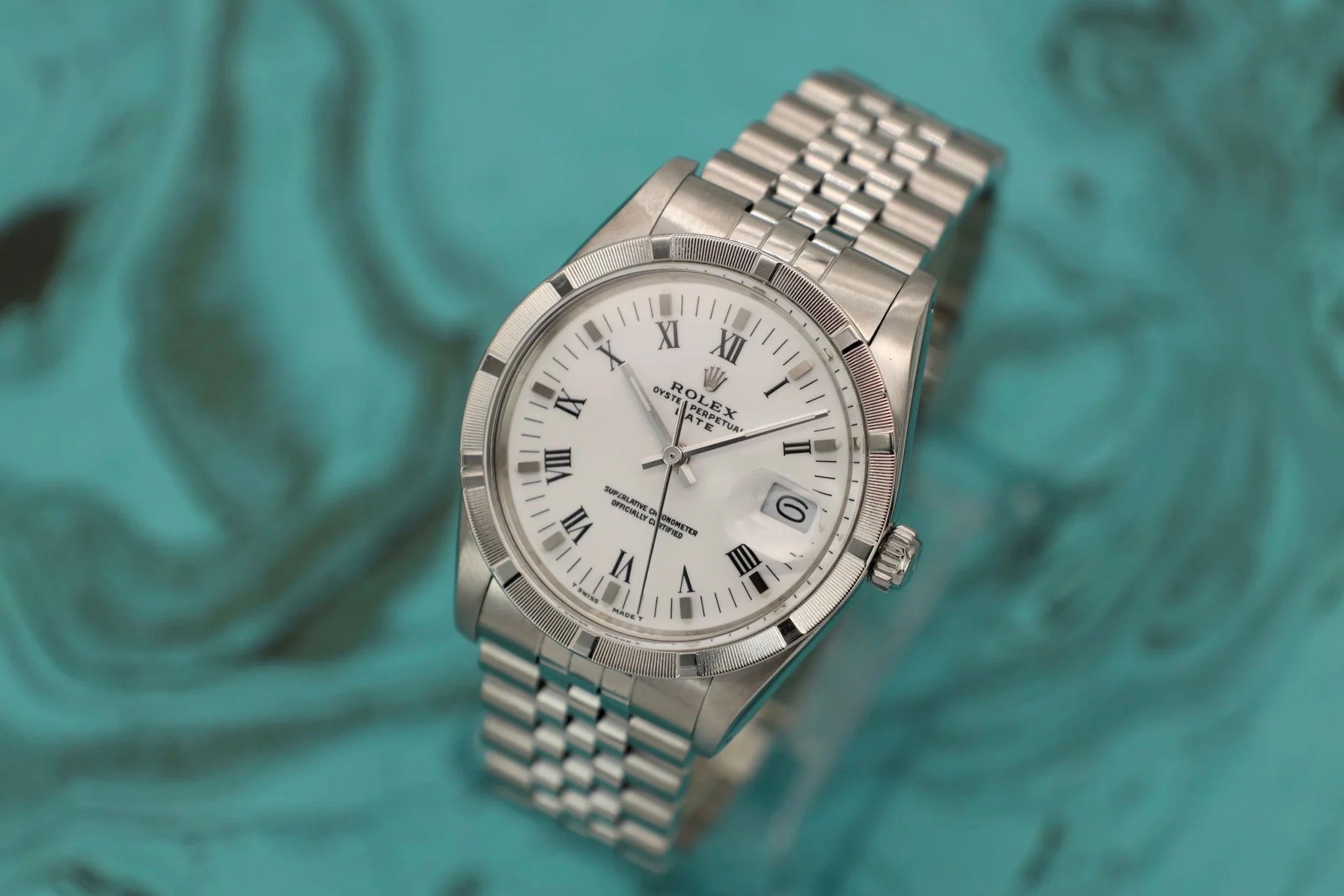 1988 Rolex Date Ref. 15010 White Roman Dial | Jubilee Bracelet - Sierra Time Co