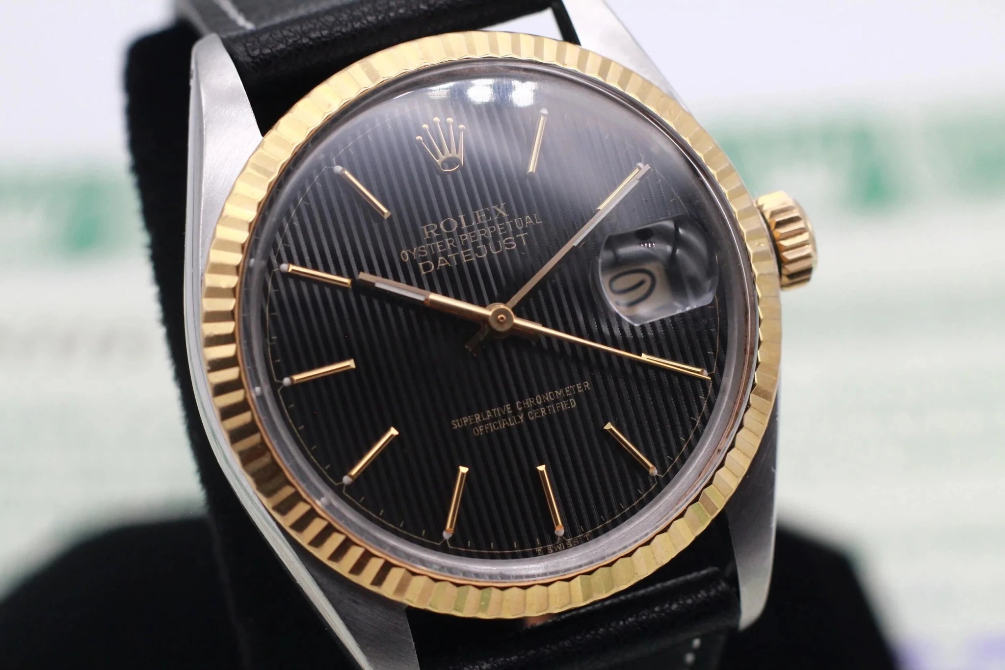 1988 Rolex Datejust Ref. 16013 Black Tapestry Dial | Papers - Sierra Time Co