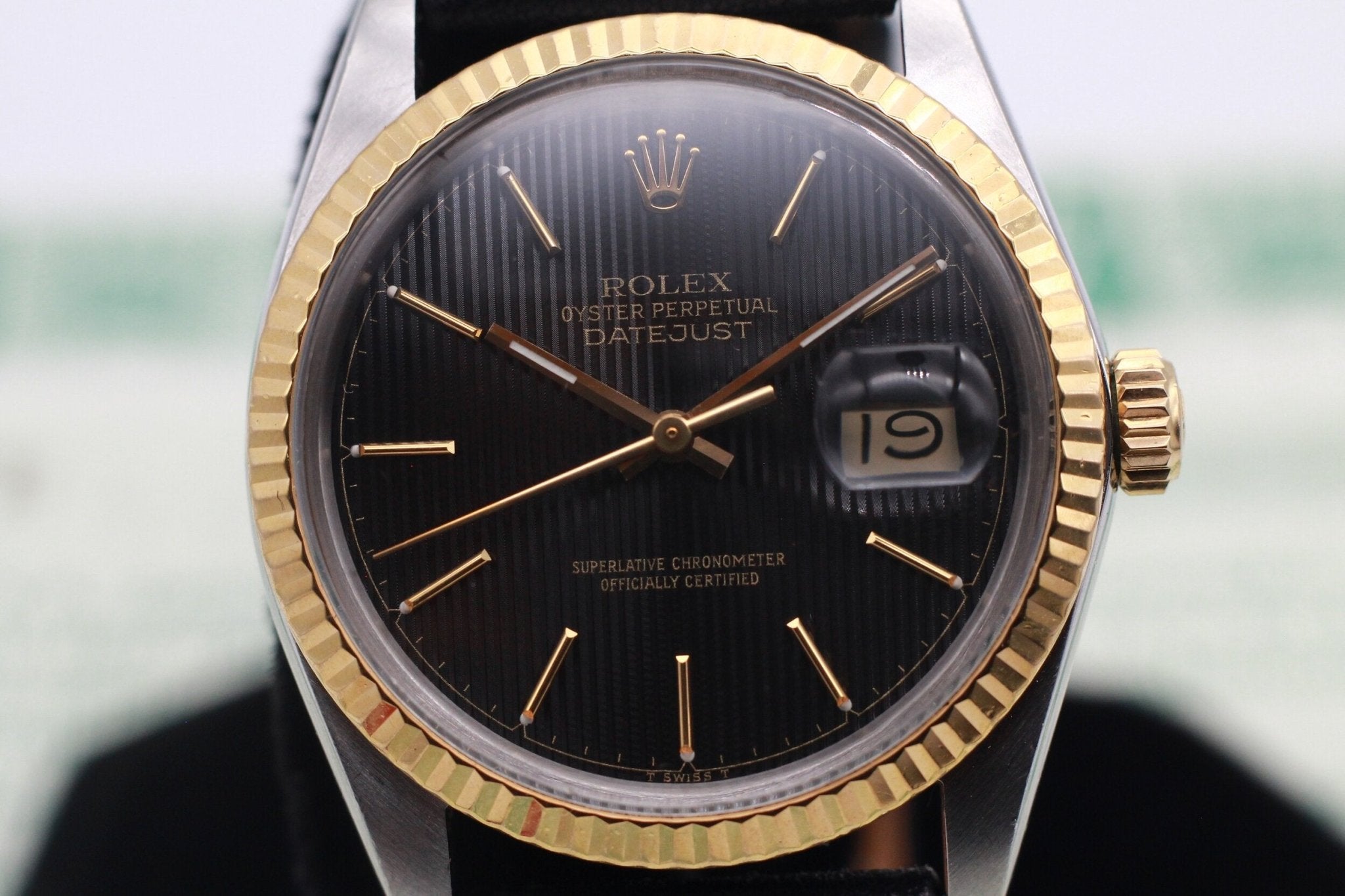 1988 Rolex Datejust Ref. 16013 Black Tapestry Dial | Papers - Sierra Time Co