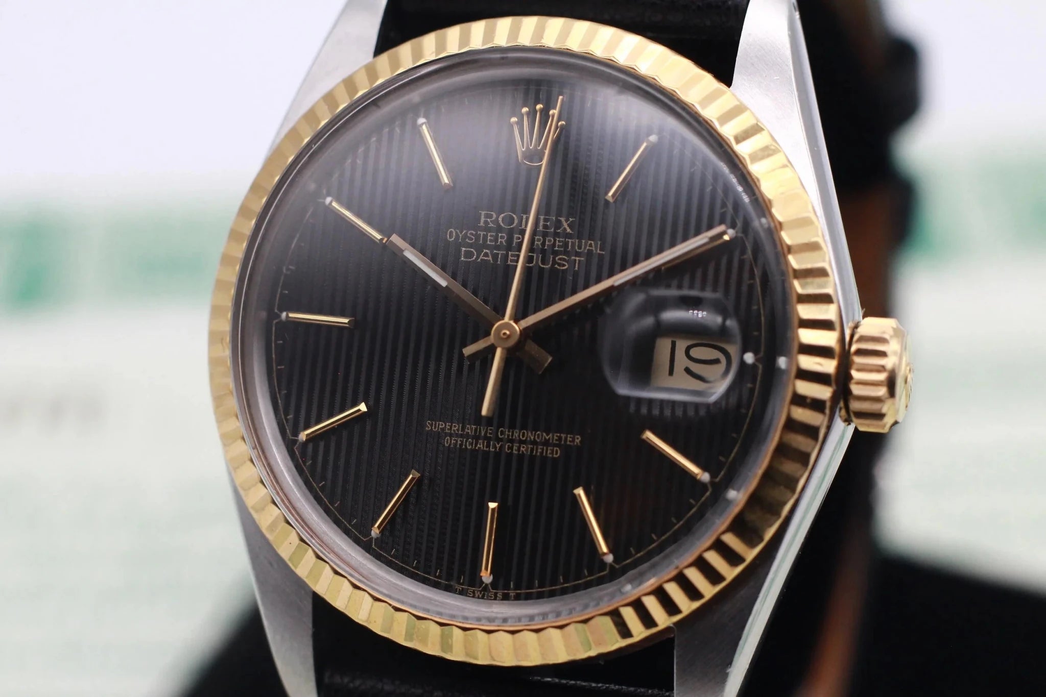 1988 Rolex Datejust Ref. 16013 Black Tapestry Dial | Papers - Sierra Time Co