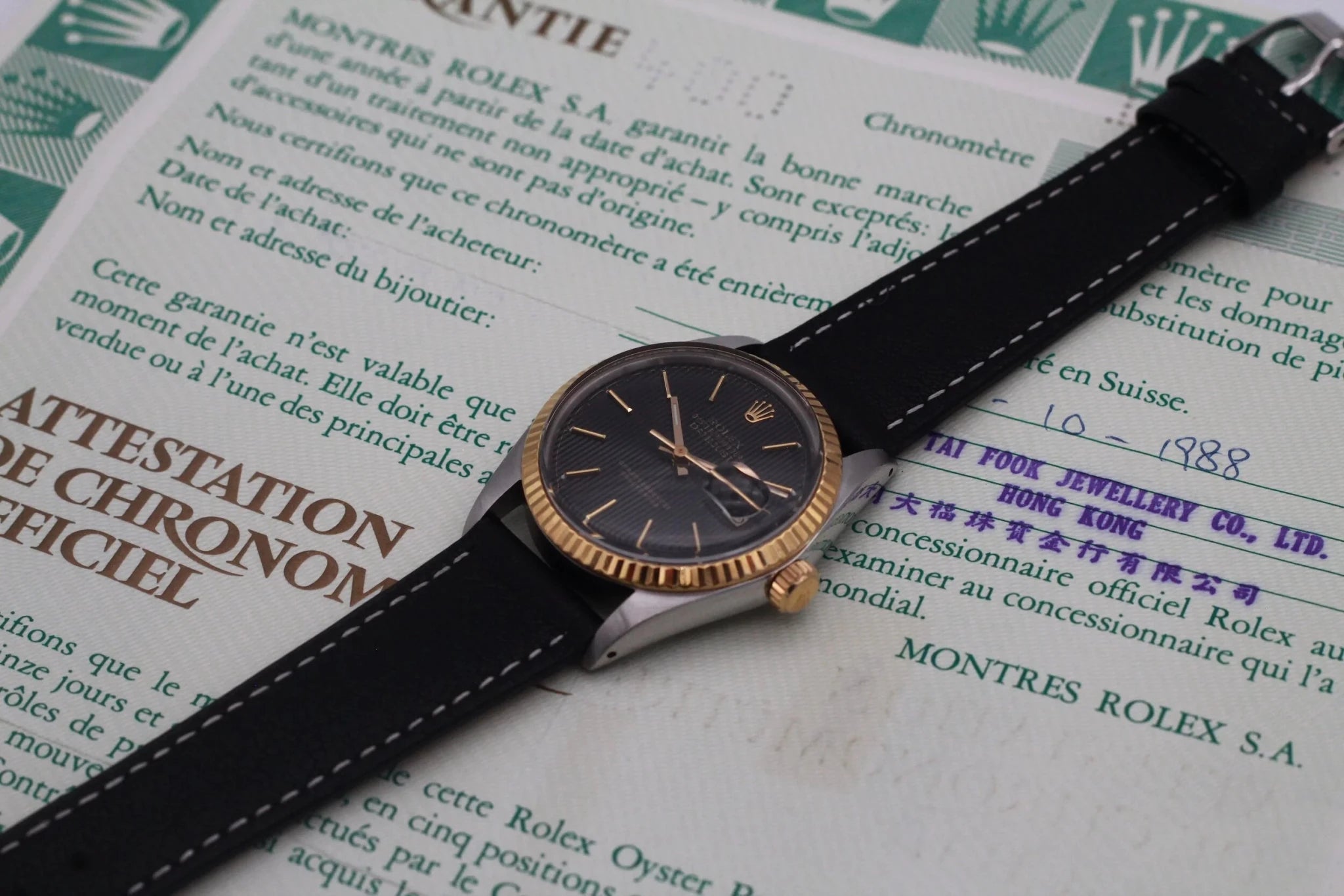 1988 Rolex Datejust Ref. 16013 Black Tapestry Dial | Papers - Sierra Time Co
