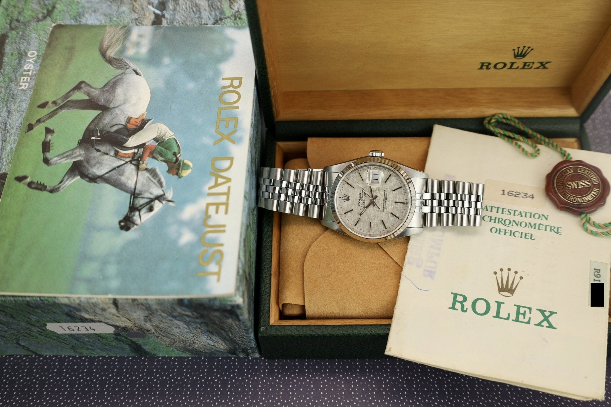1988 Rolex Datejust Ref. 16234 | Linen Dial | Box and Papers - Sierra Time Co