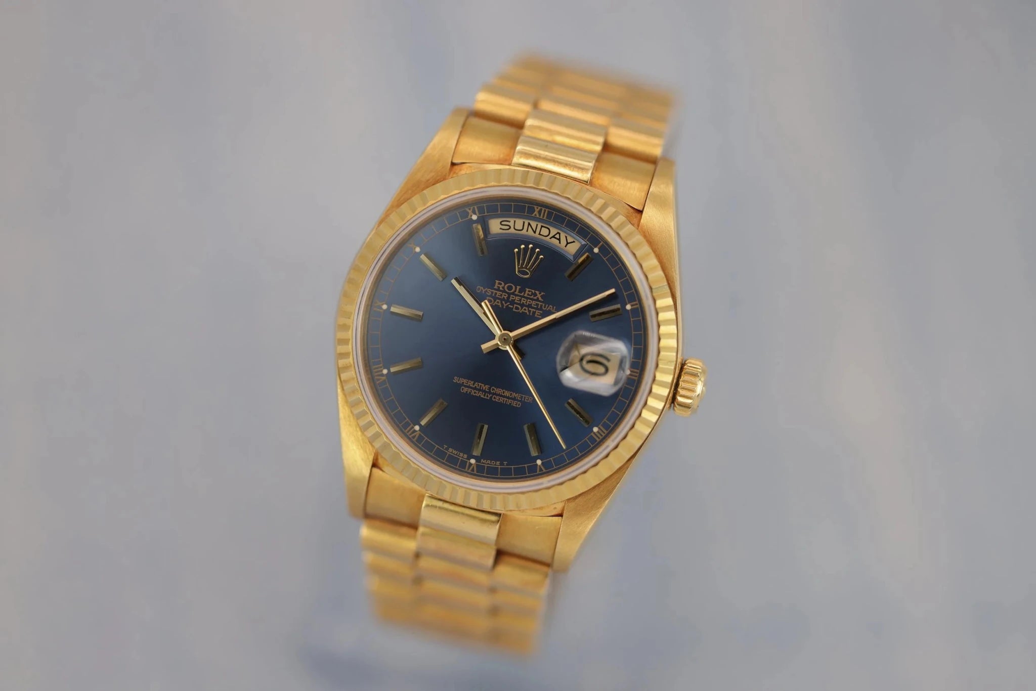 1988 Rolex Day-Date Ref. 18038 | Blue Dial | Papers - Sierra Time Co