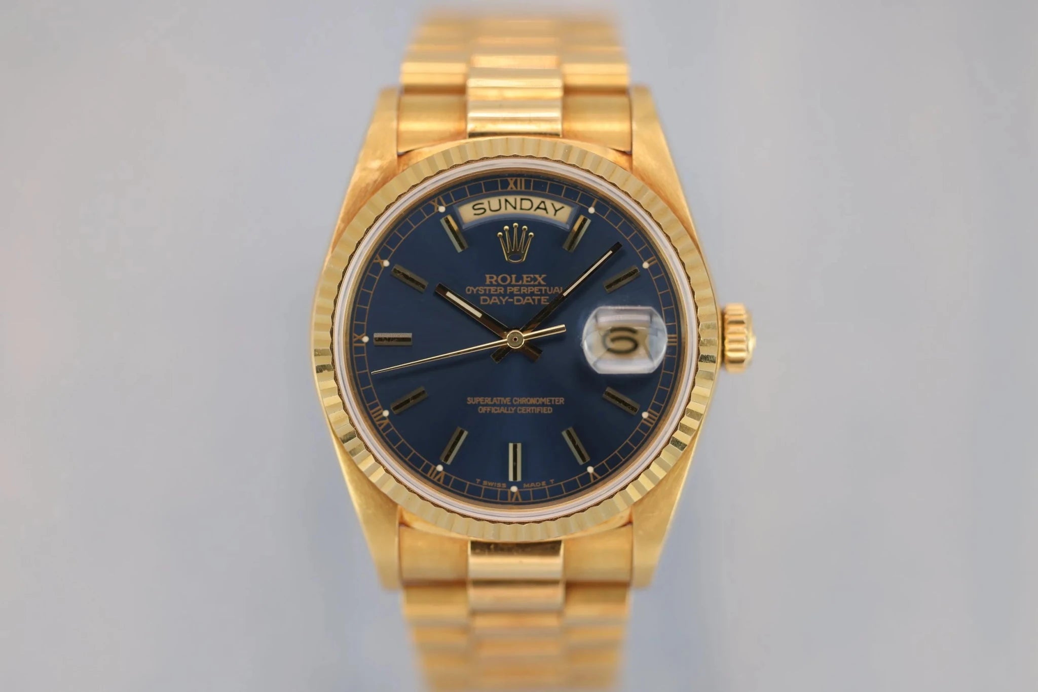 1988 Rolex Day-Date Ref. 18038 | Blue Dial | Papers - Sierra Time Co