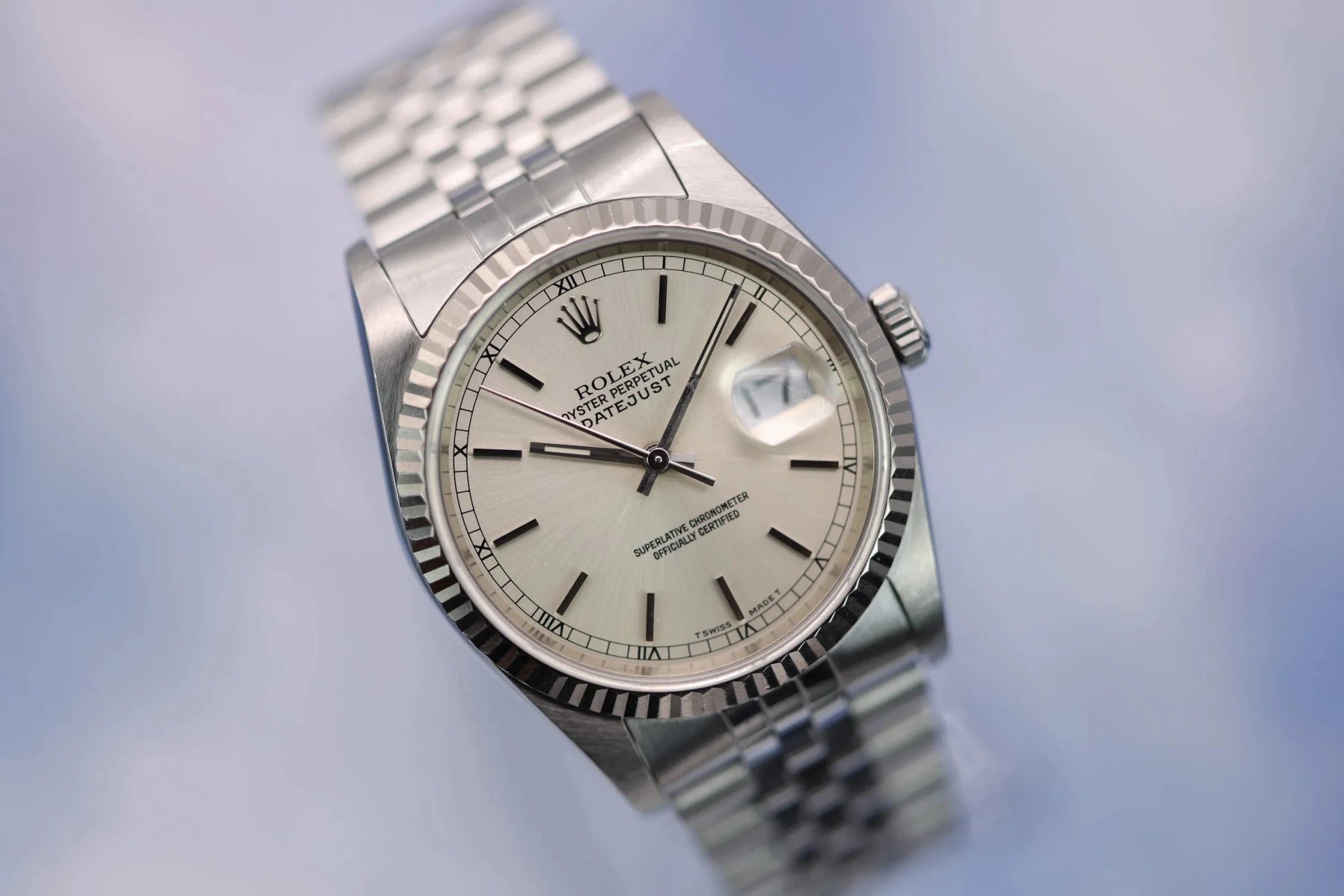 1989 Rolex Datejust Ref. 16234 | Silver Stick Dial | Box and Papers - Sierra Time Co