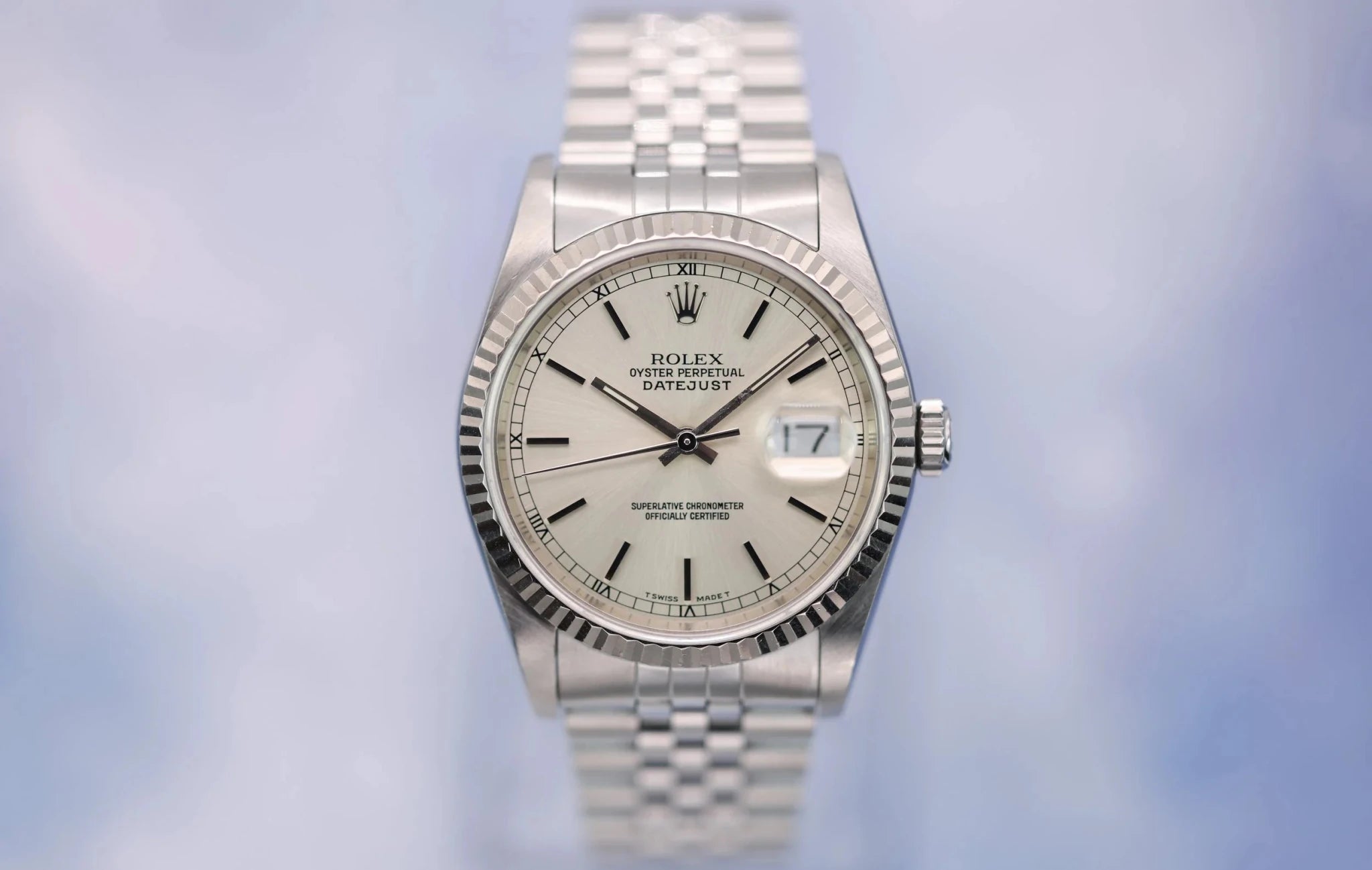 1989 Rolex Datejust Ref. 16234 | Silver Stick Dial | Box and Papers - Sierra Time Co