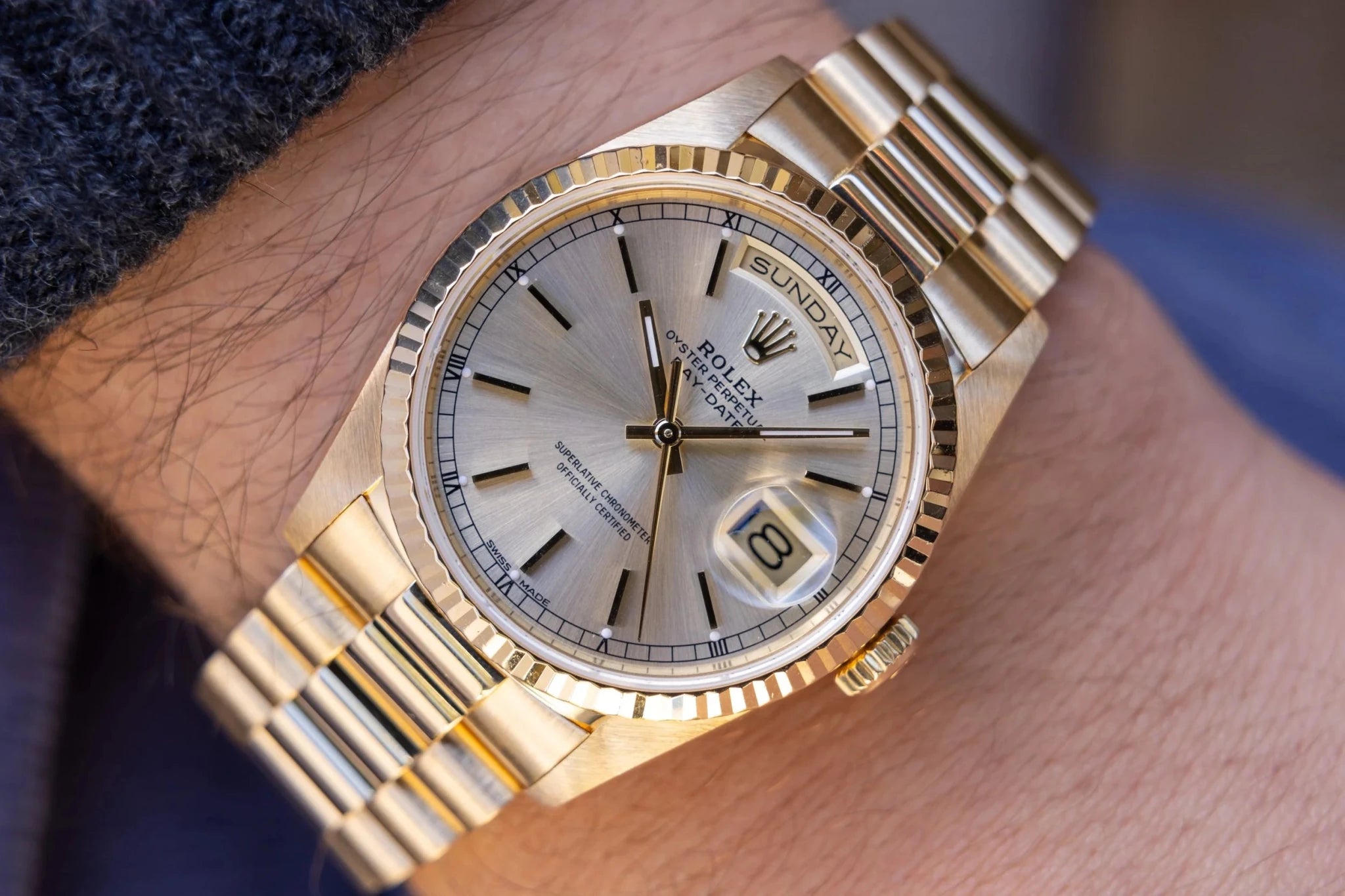 1989 Rolex Day-Date Ref. 18238 | Double-Quickset | Silver Dial - Sierra Time Co